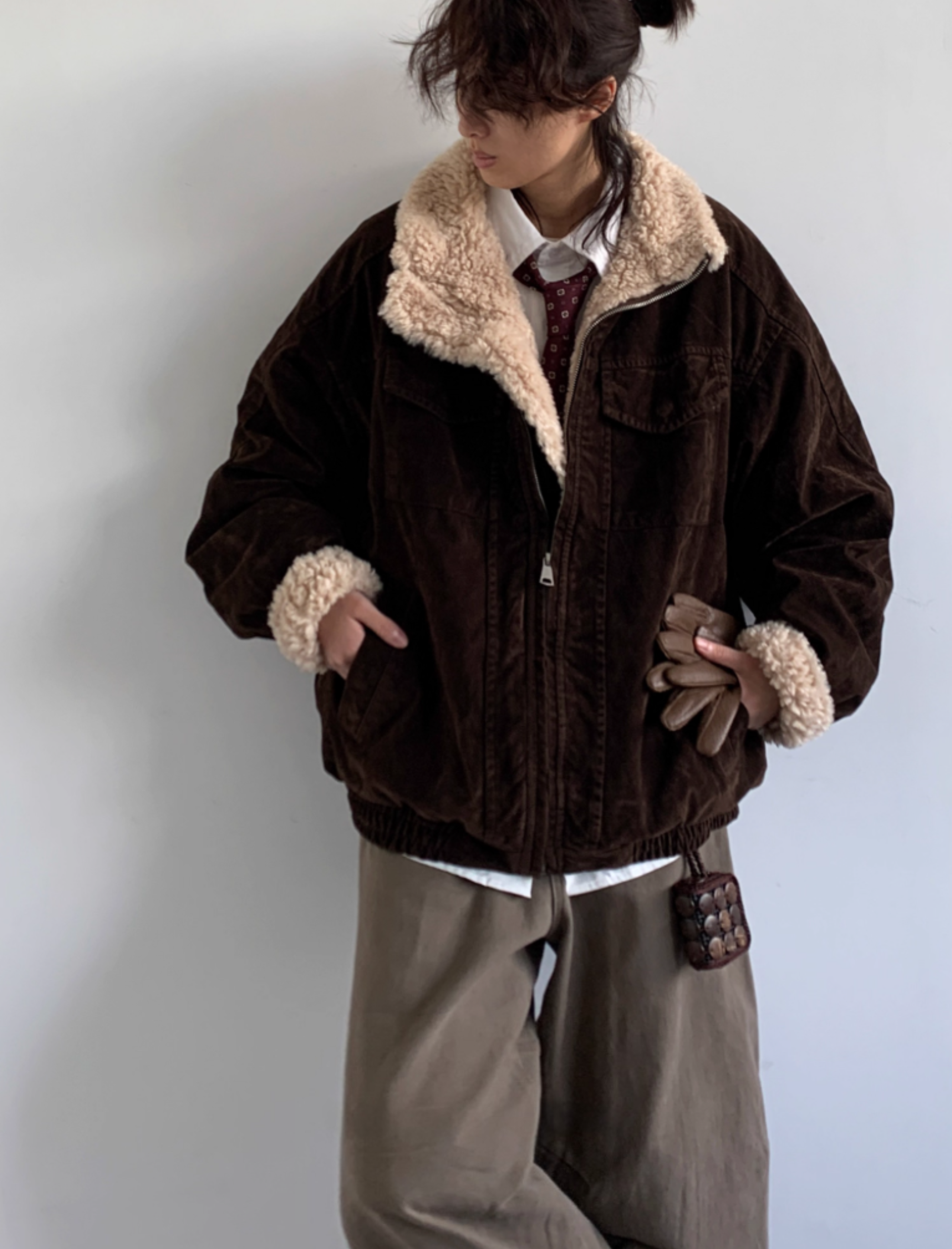 Arata Corduroy Fleece Collar Jacket – Kurashi Living
