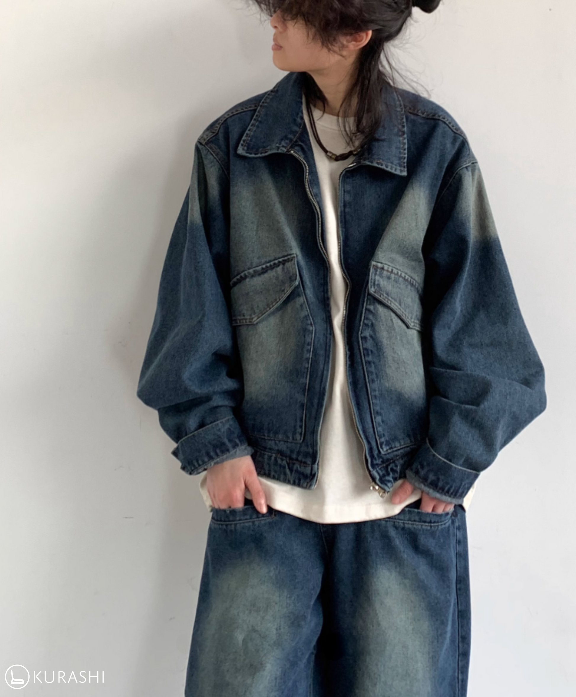 Faded Indigo Cropped Denim Jacket