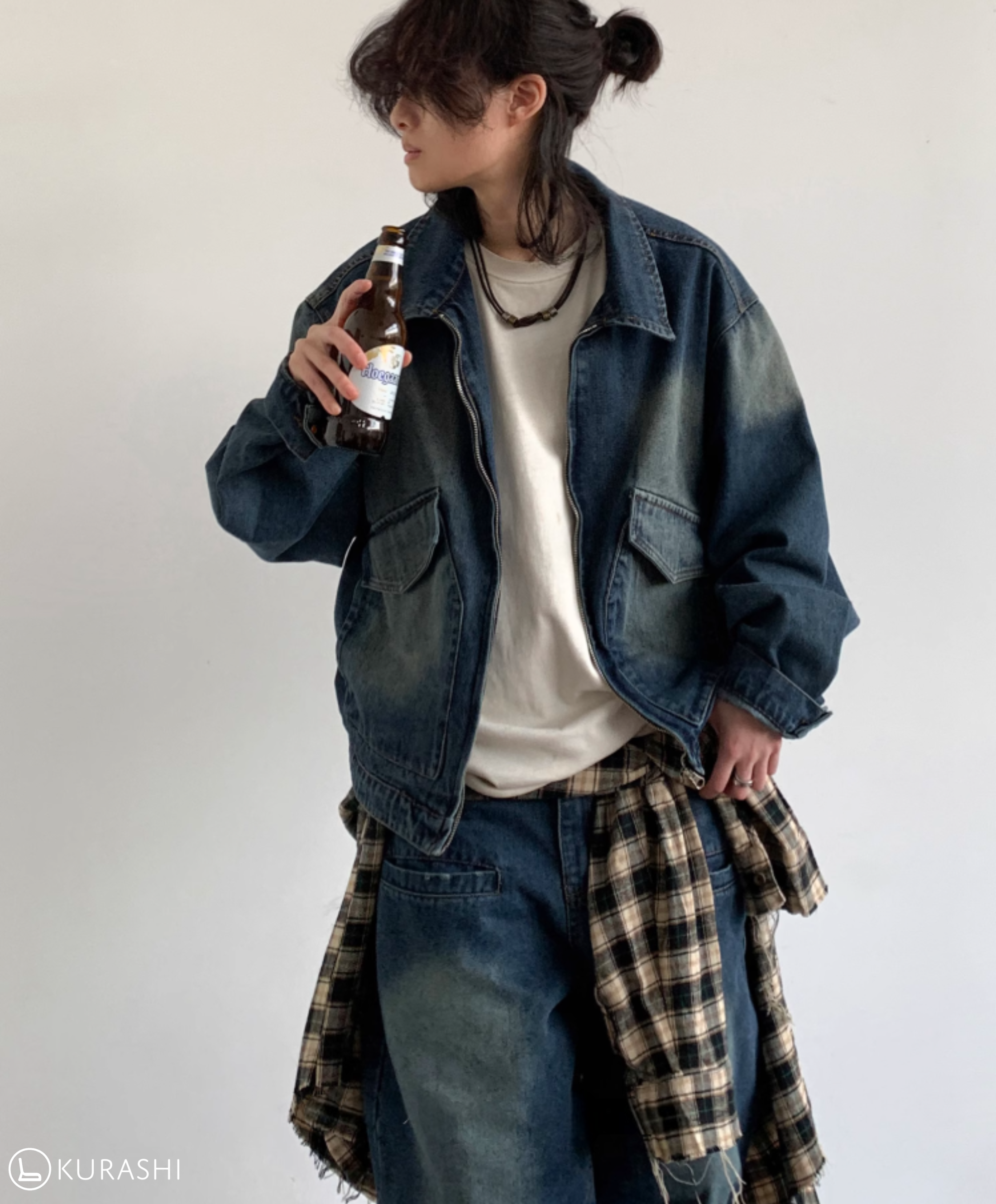 Faded Indigo Cropped Denim Jacket – Kurashi Living