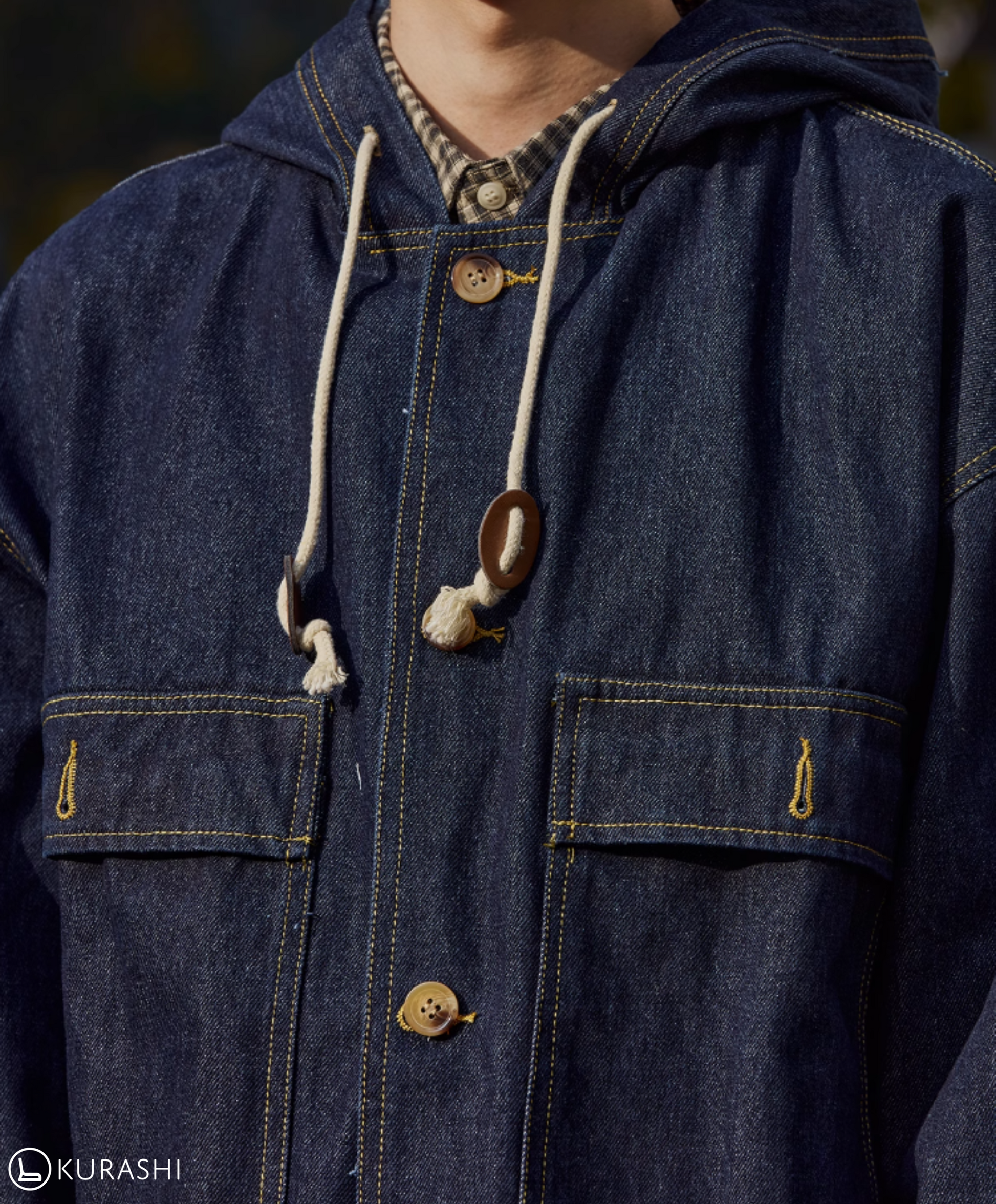 Denim Toggle Hooded Jacket