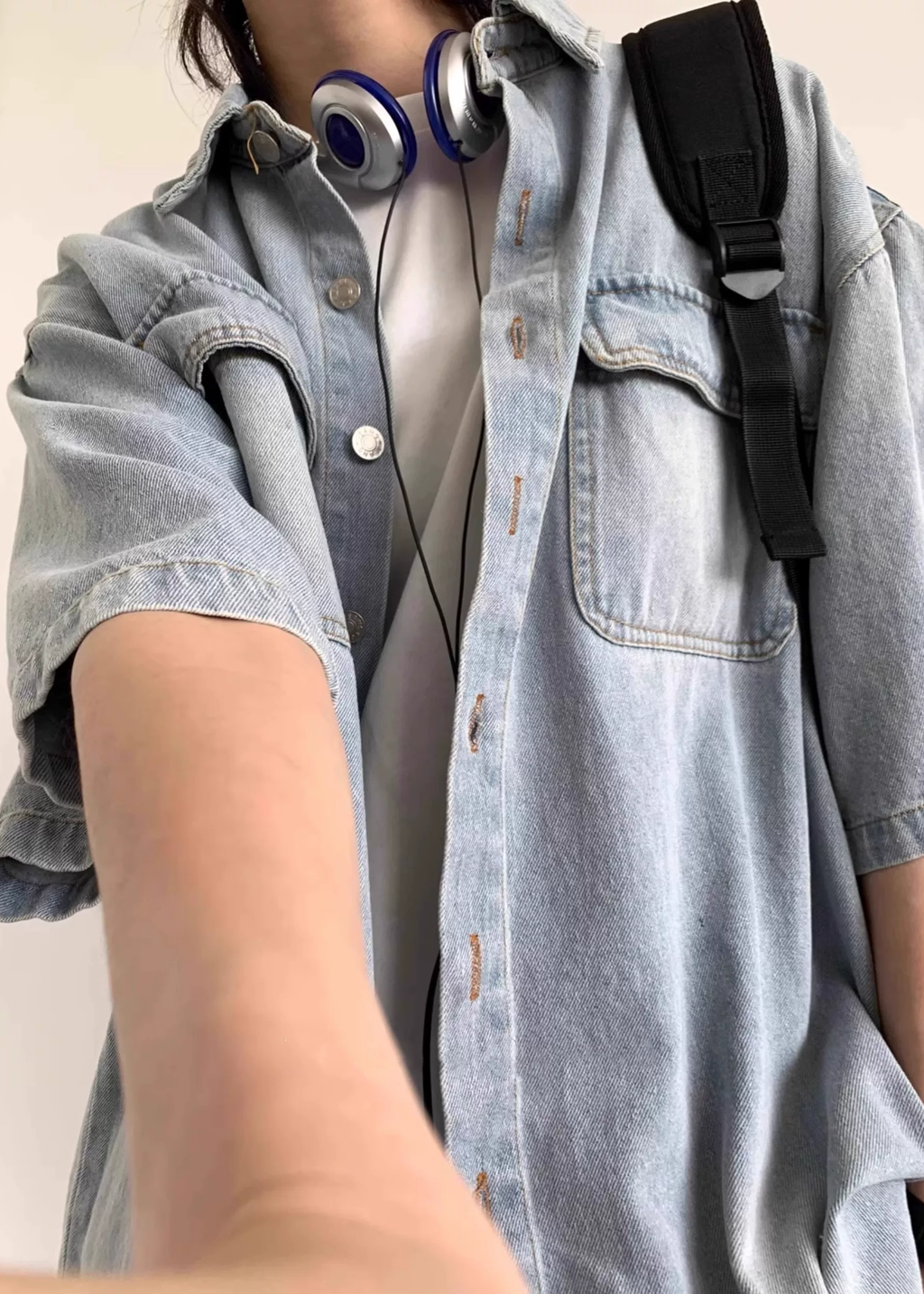 Haru Washed Denim Short-Sleeve Shirt