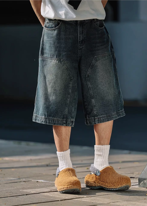Riku Washed Panel Denim Shorts