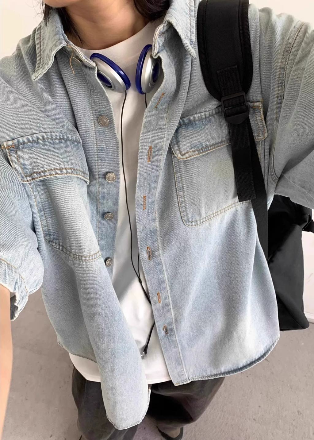 Haru Washed Denim Short-Sleeve Shirt