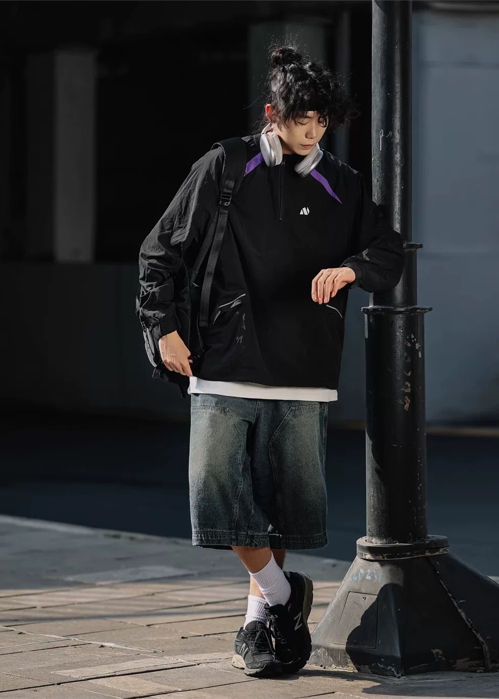 Riku Washed Panel Denim Shorts
