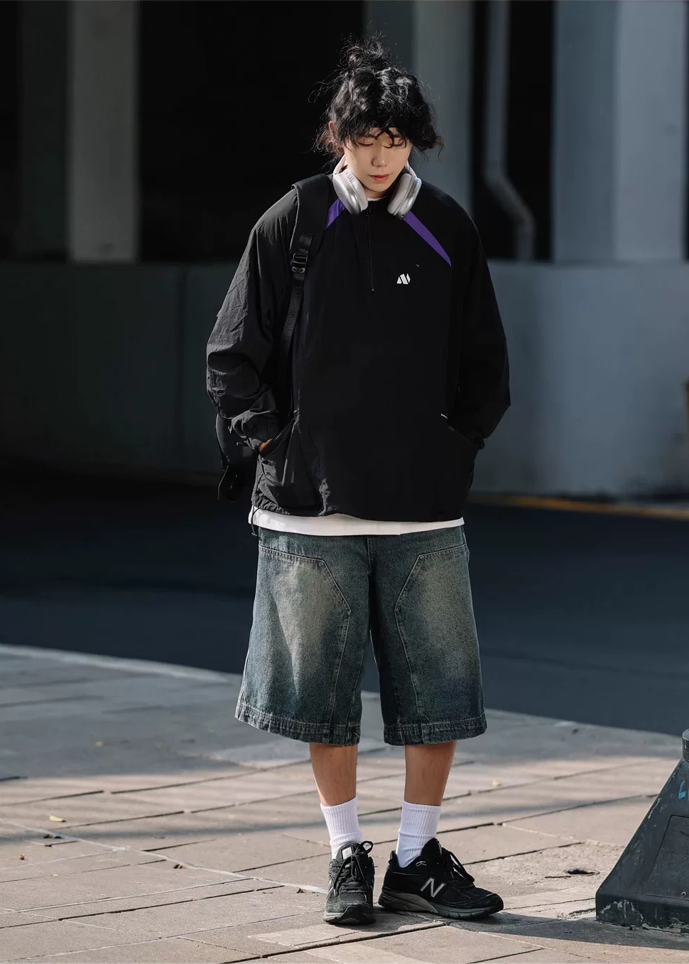 Riku Washed Panel Denim Shorts