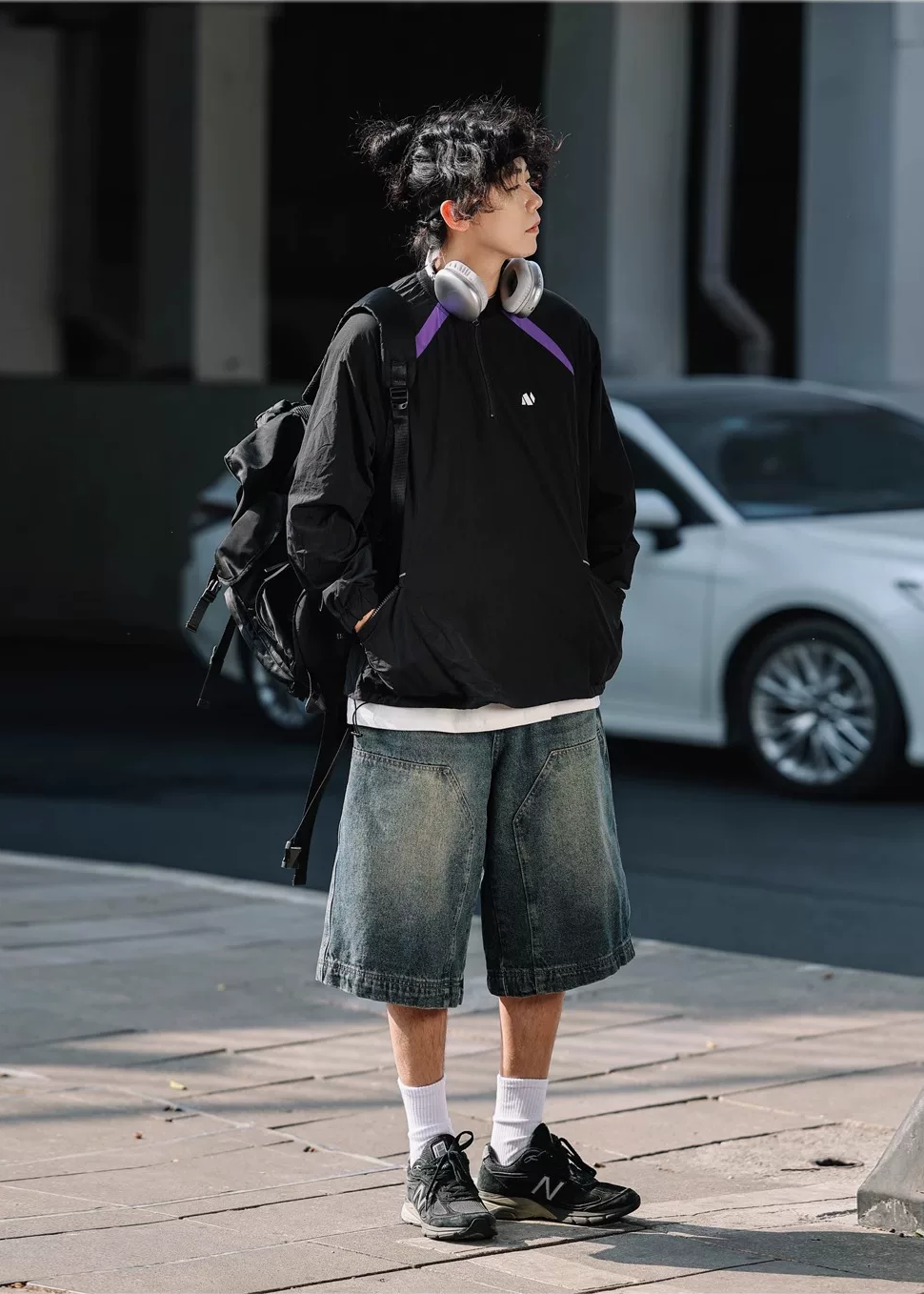 Riku Washed Panel Denim Shorts