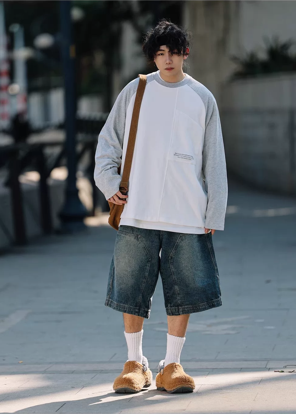 Riku Washed Panel Denim Shorts