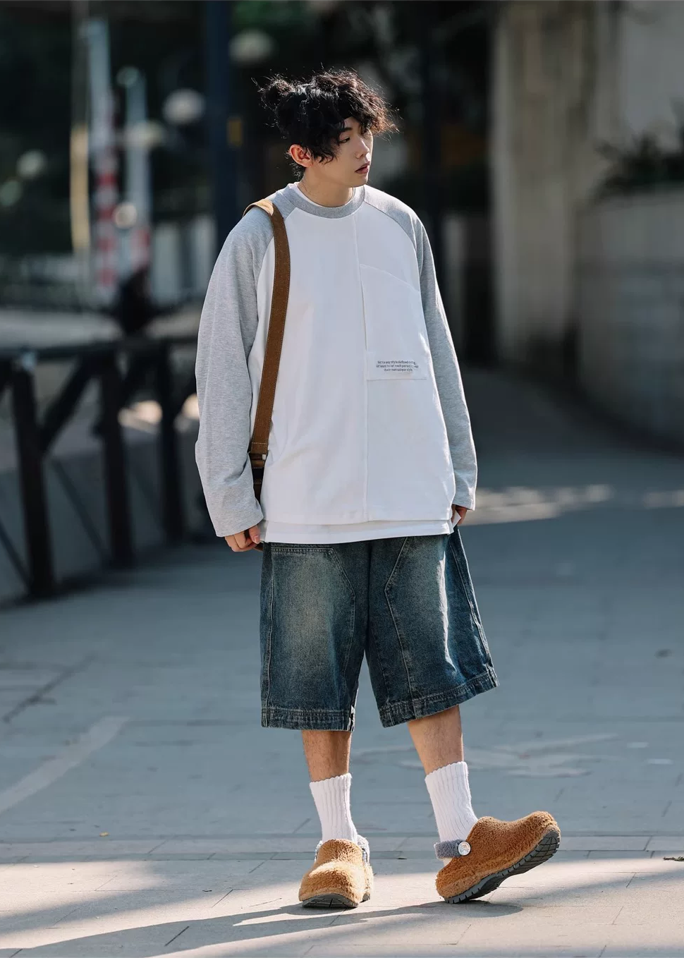 Riku Washed Panel Denim Shorts