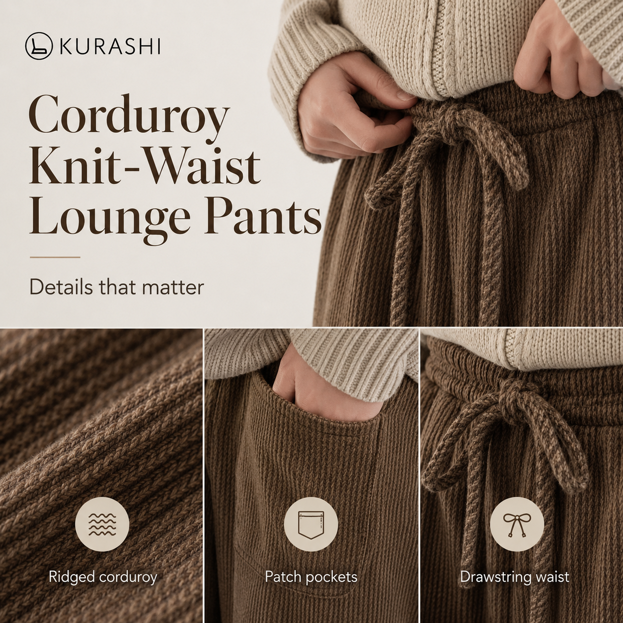 Corduroy Knit-Waist Lounge Pants