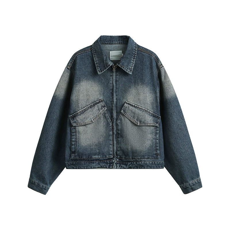 Faded Indigo Cropped Denim Jacket
