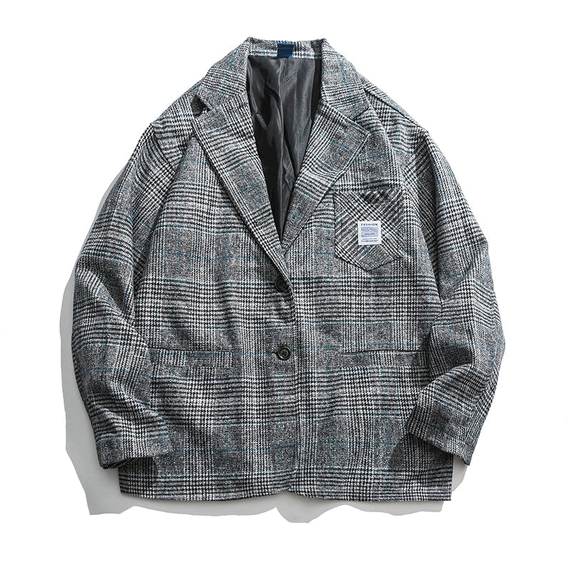 Hoshima Vintage Plaid Blazer