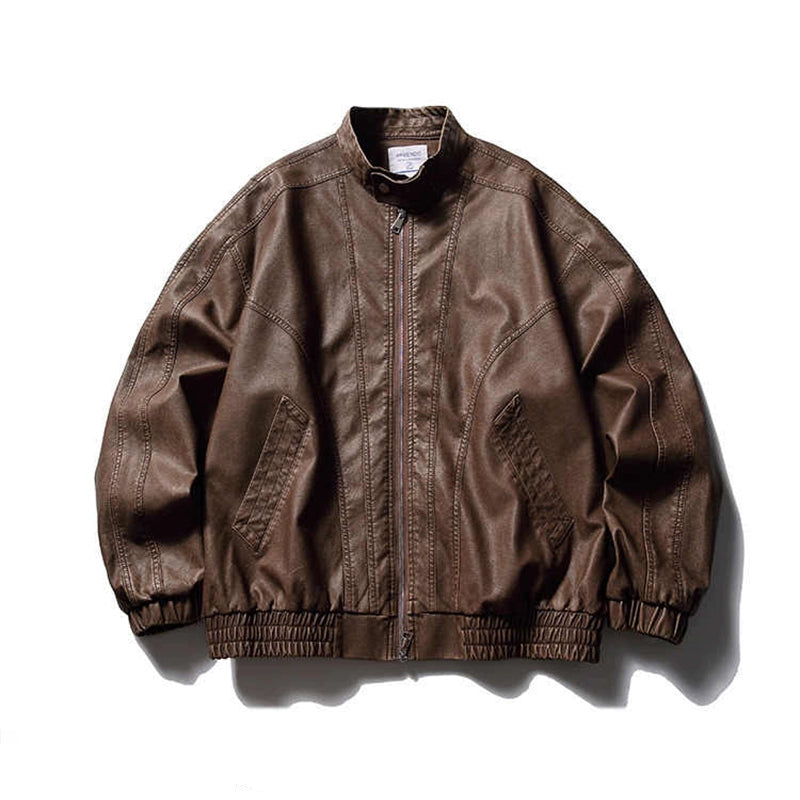 Shinrin Faux Leather Bomber Jacket
