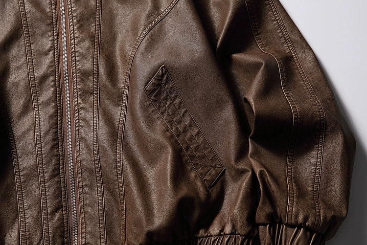 Shinrin Faux Leather Bomber Jacket