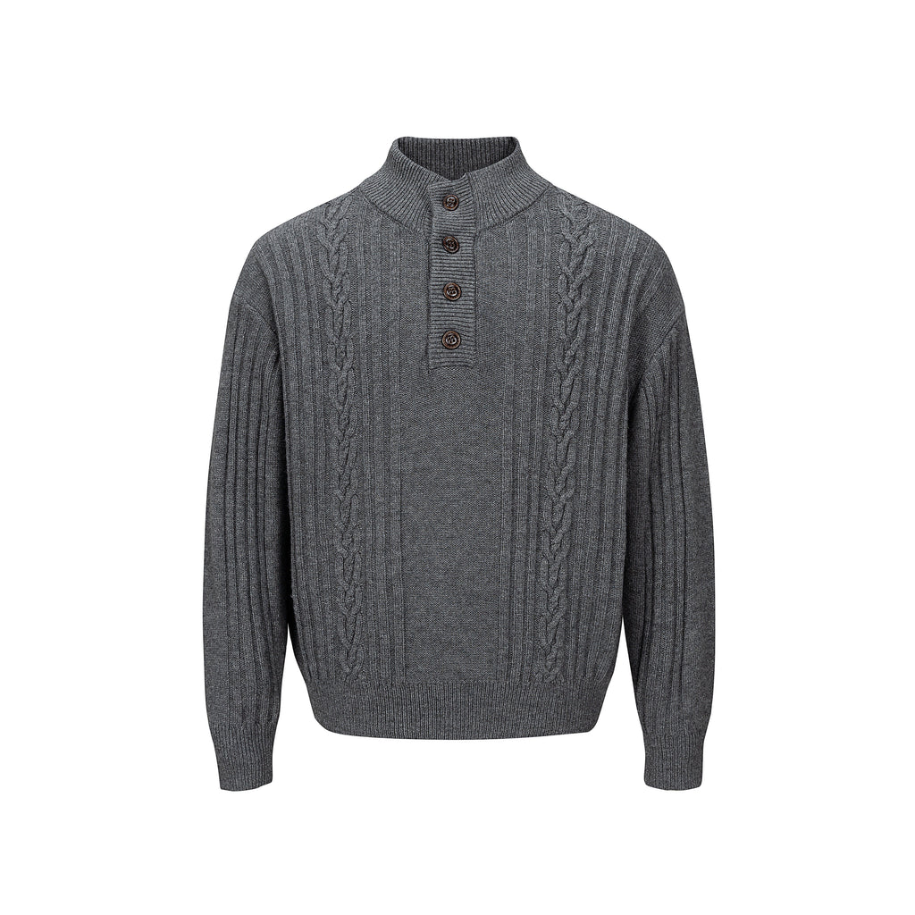 Alden Cable-Knit Button Neck Sweater