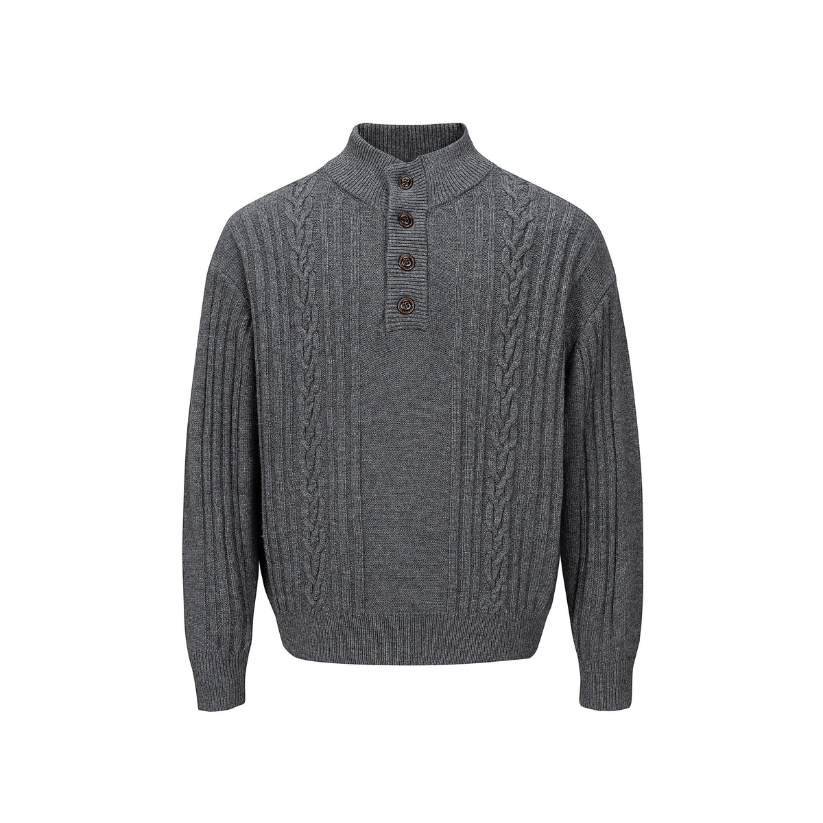 Alden Cable-Knit Button Neck Sweater