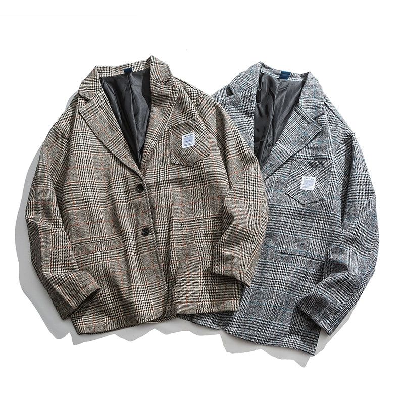 Hoshima Vintage Plaid Blazer