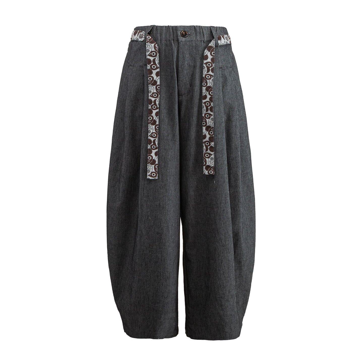 Kaito Pattern-Tie Barrel Pants