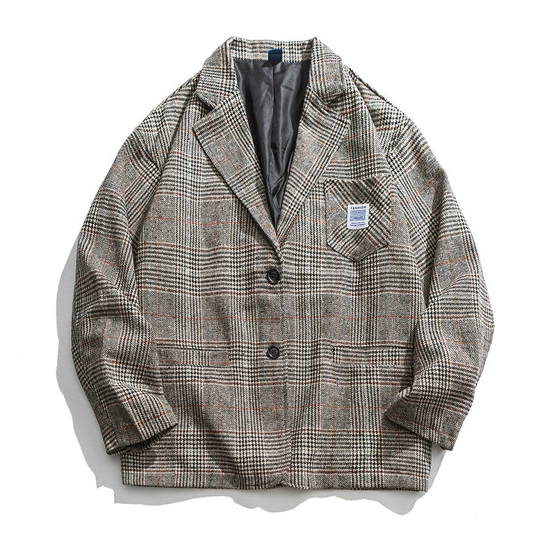 Hoshima Vintage Plaid Blazer