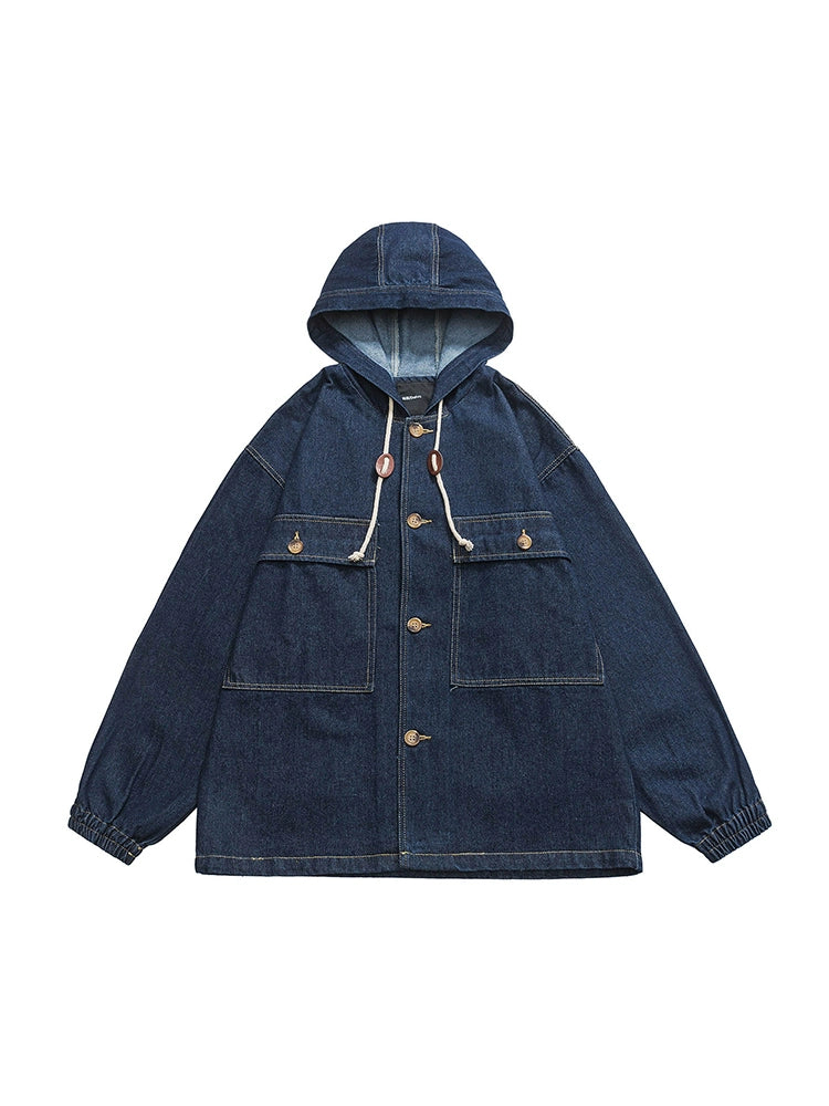 Denim Toggle Hooded Jacket