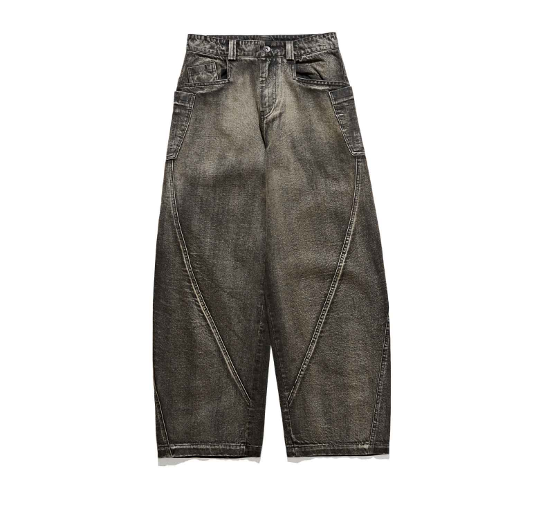 Washed Seamline Denim Trousers