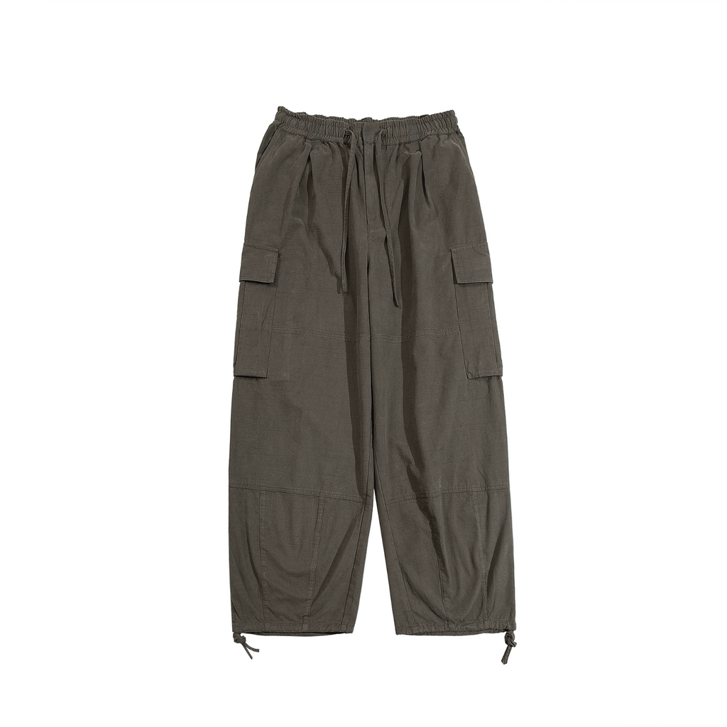 Dark green cargo pants on a white background