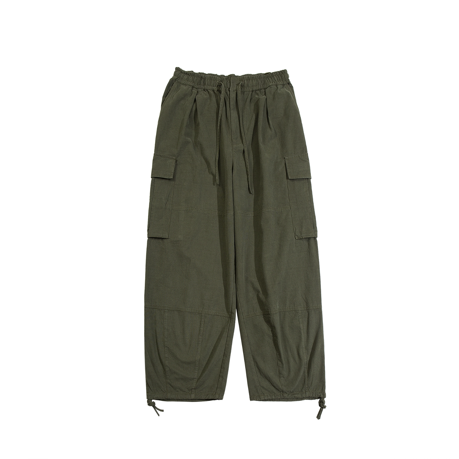 Green cargo pants on a white background
