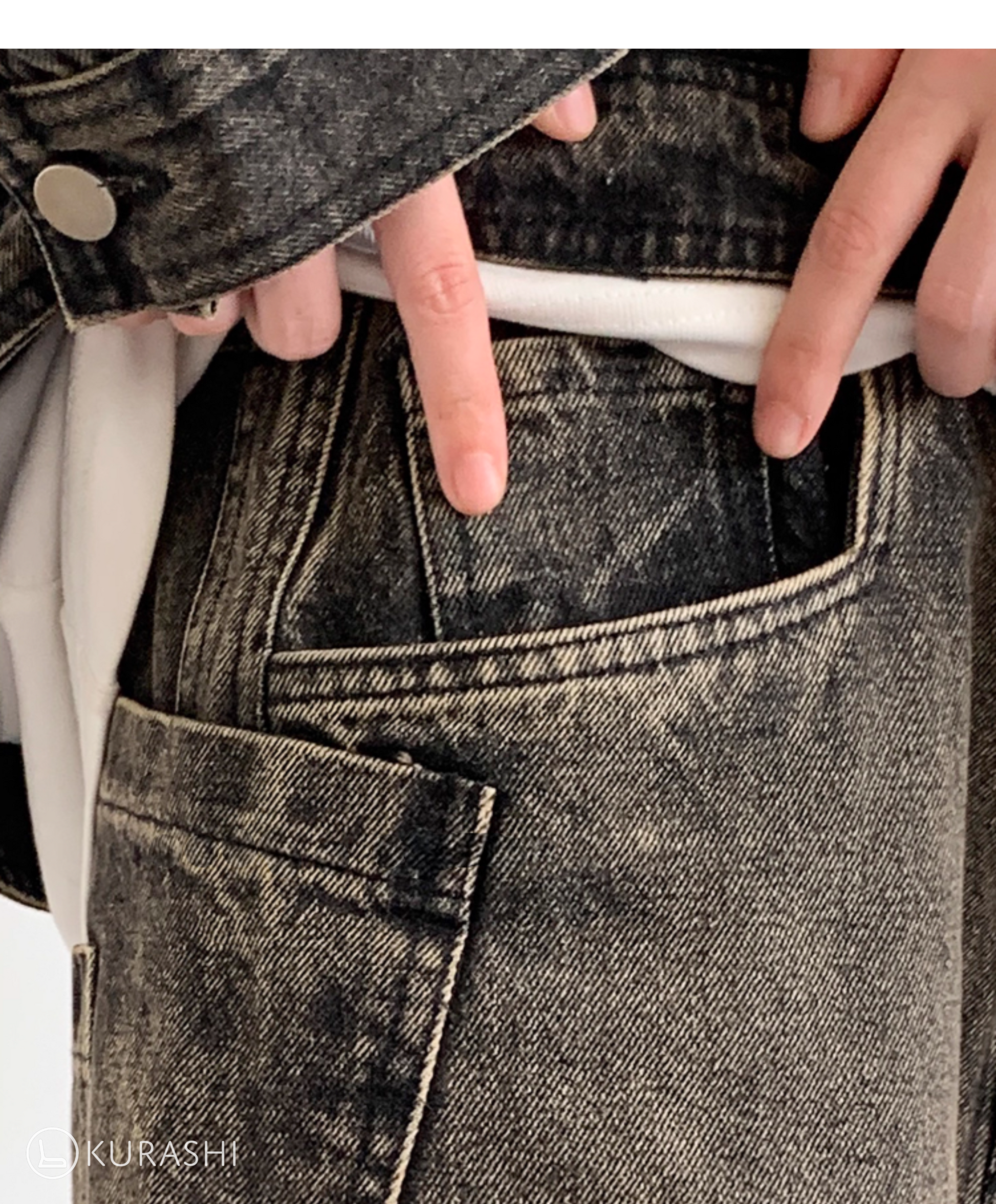 Washed Seamline Denim Trousers