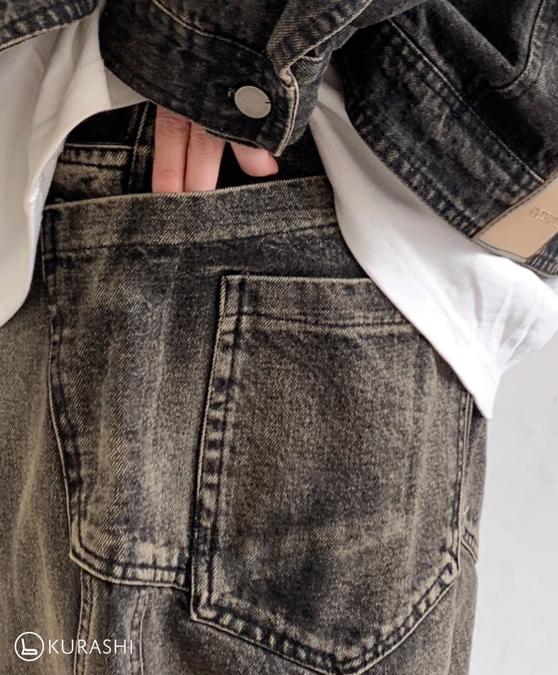 Washed Seamline Denim Trousers