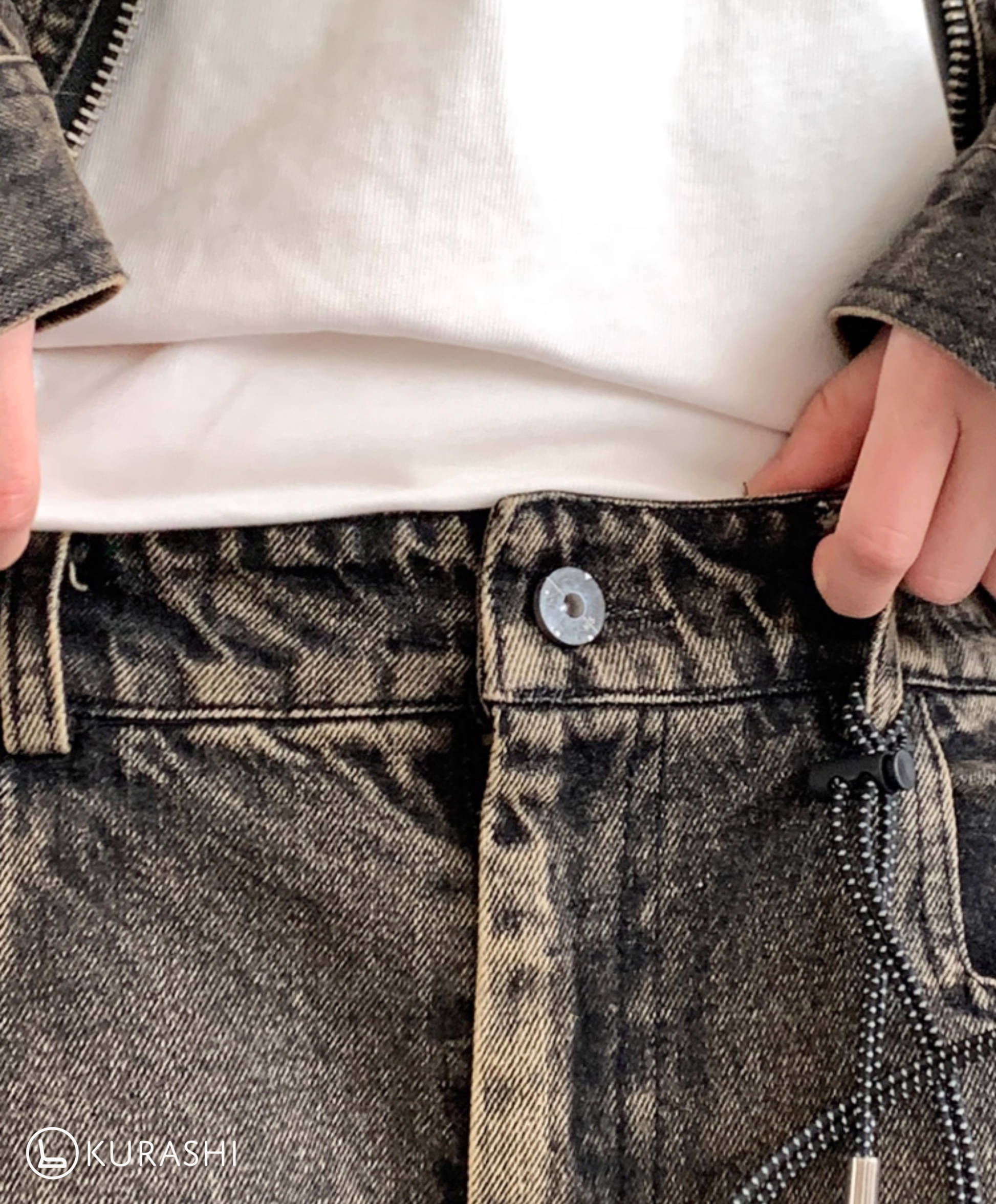 Washed Seamline Denim Trousers