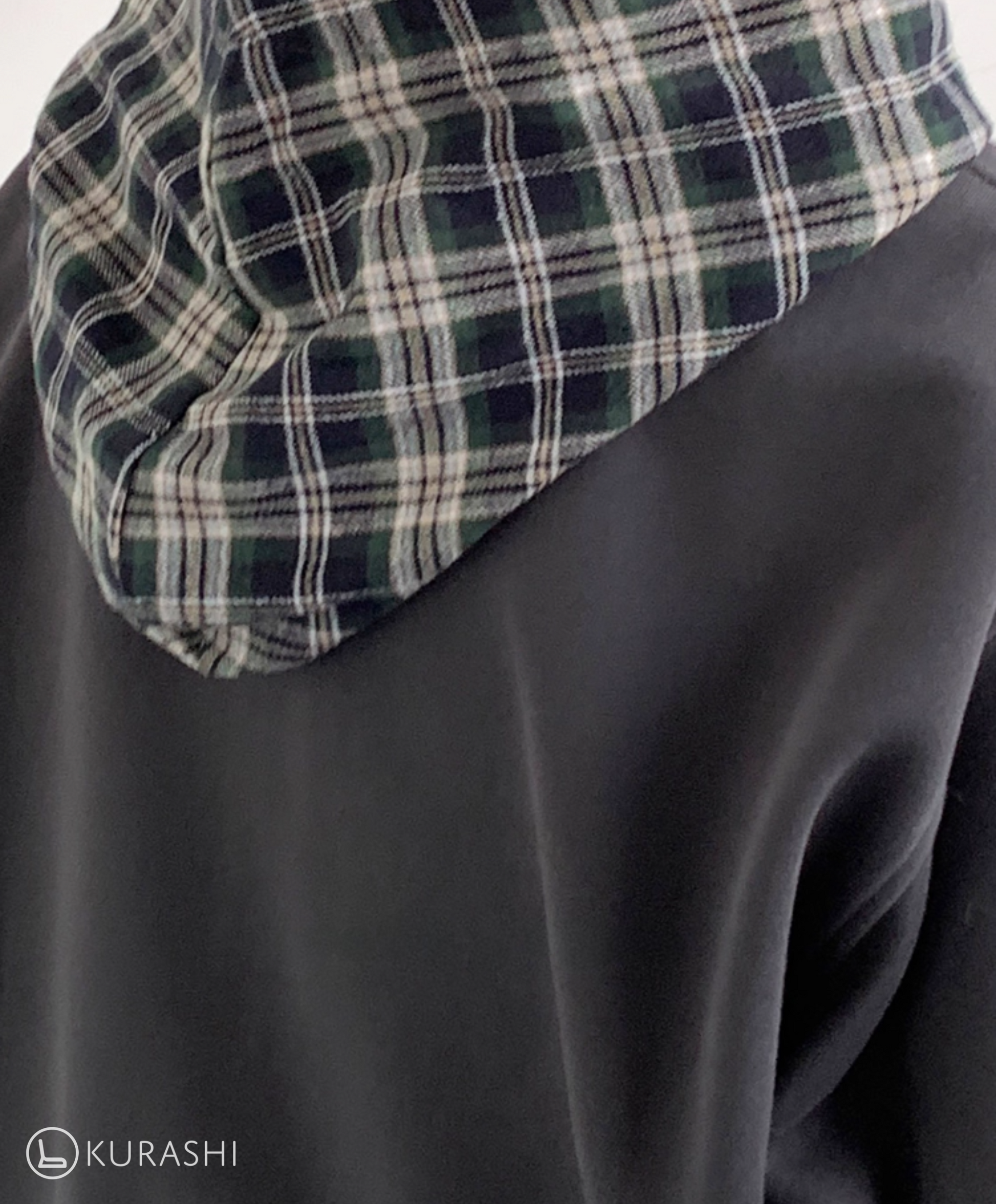 Plaid-Lined Henley Hoodie