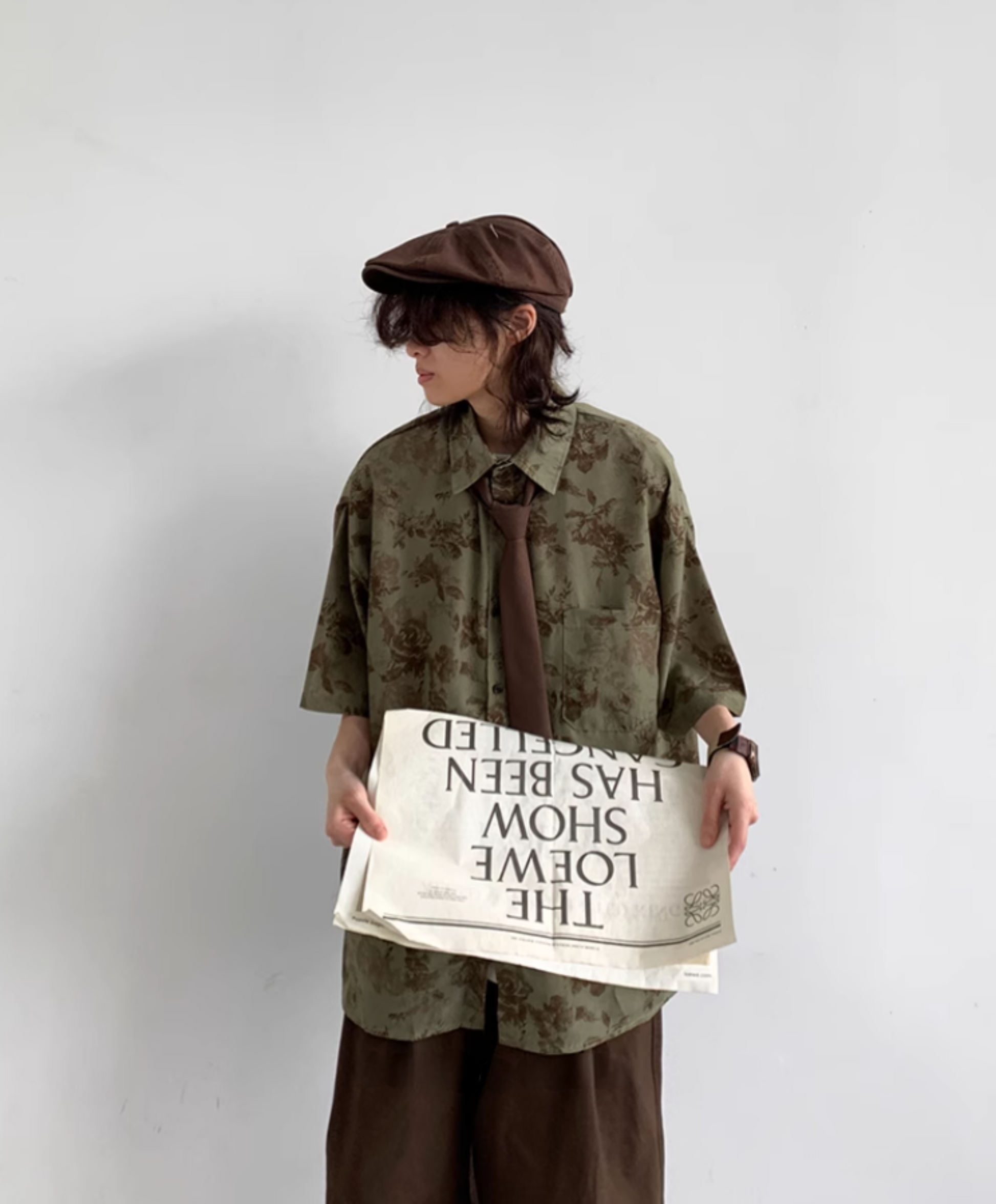 Kagetsu – Hemd mit zerknittertem Blumenmuster