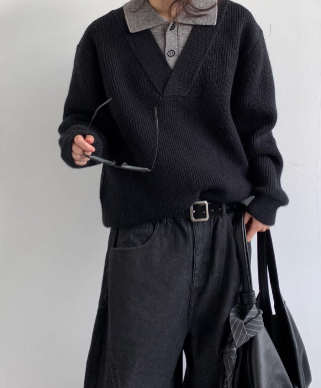 Kaito Layered Knit Polo Sweater
