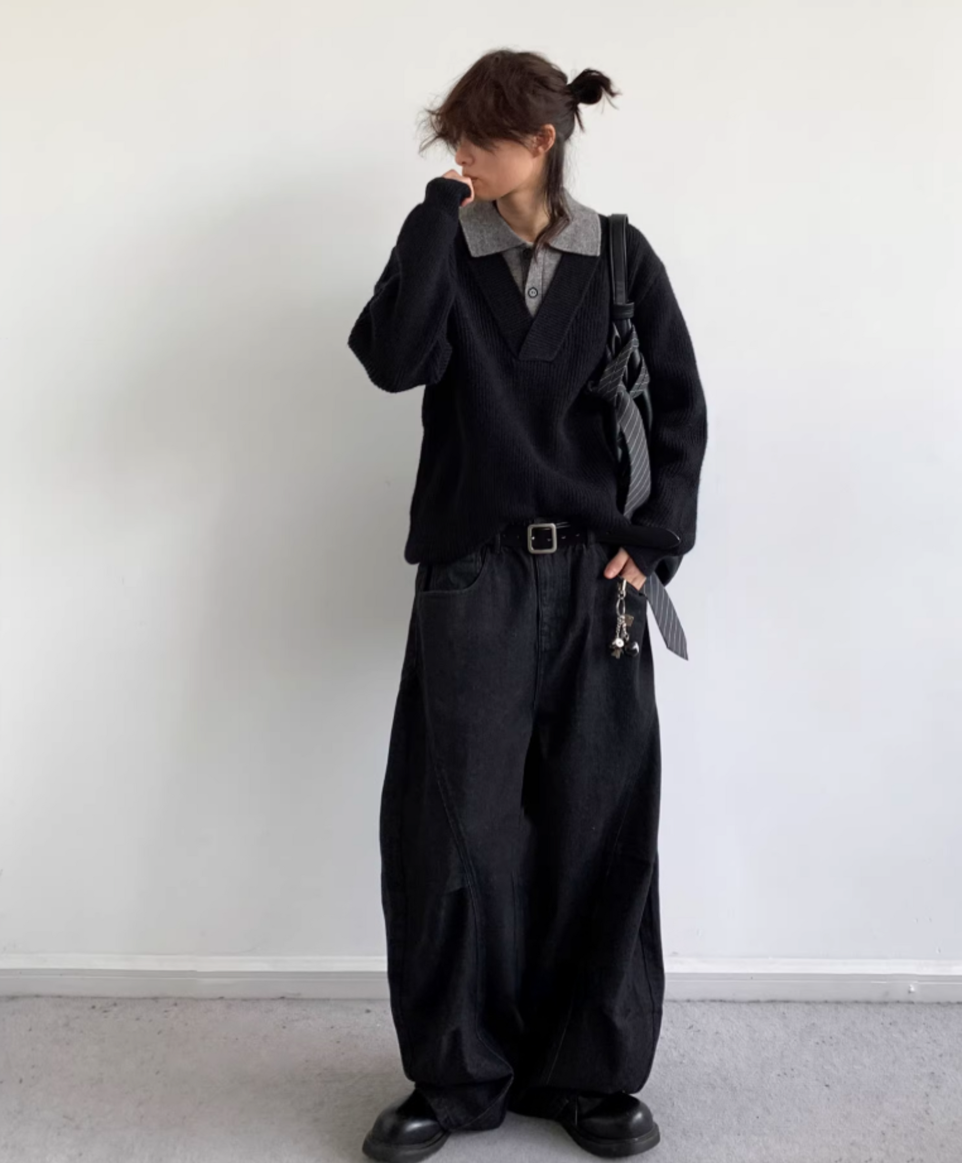 Kaito Layered Knit Polo Sweater