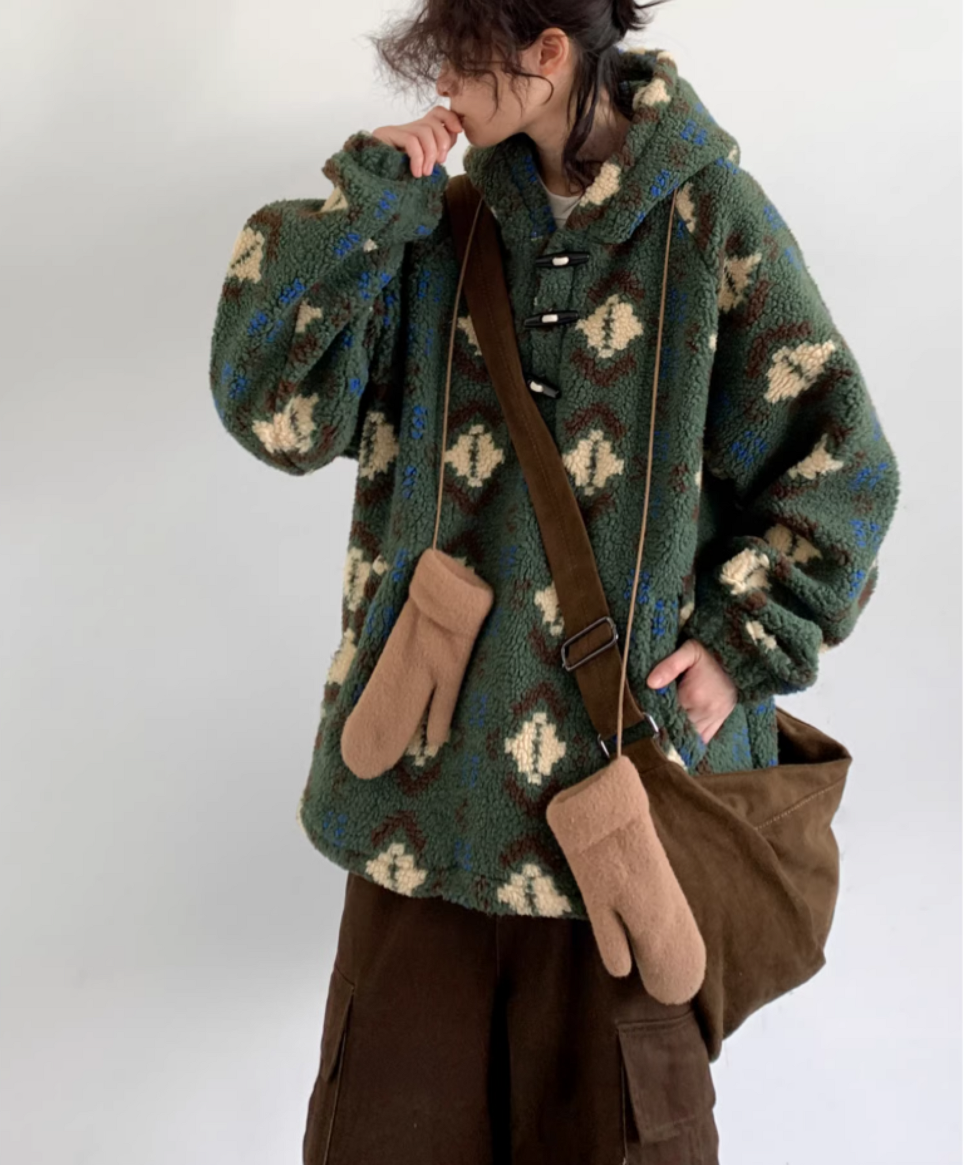 Haruto Patterned Fleece Hoodie