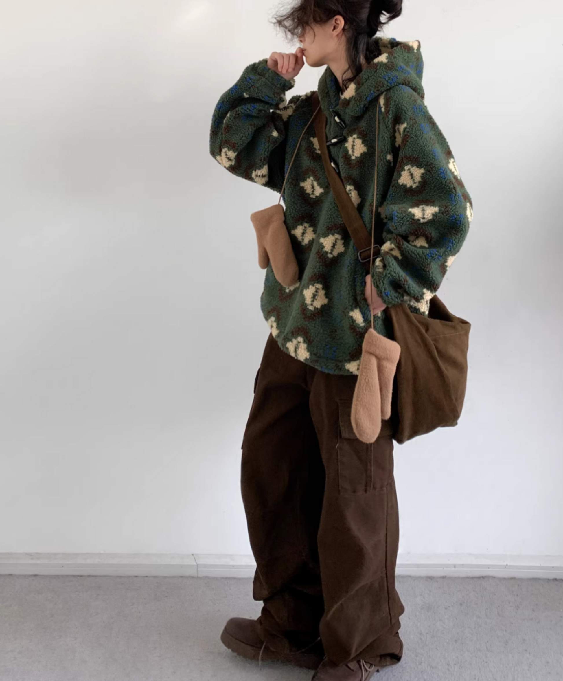 Haruto Patterned Fleece Hoodie