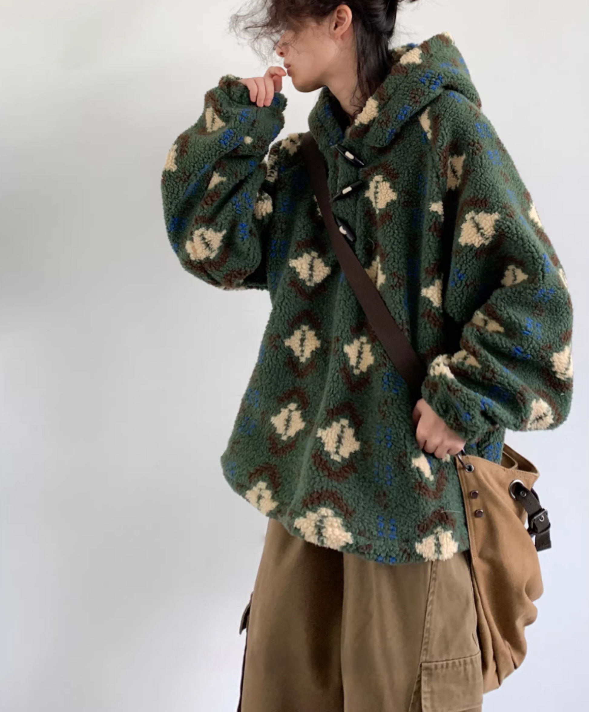 Haruto Patterned Fleece Hoodie