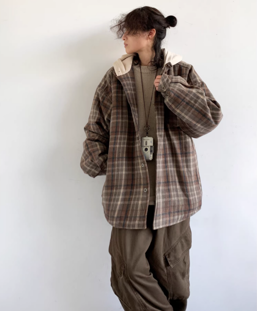 Riku Layered Plaid Hooded Jacket