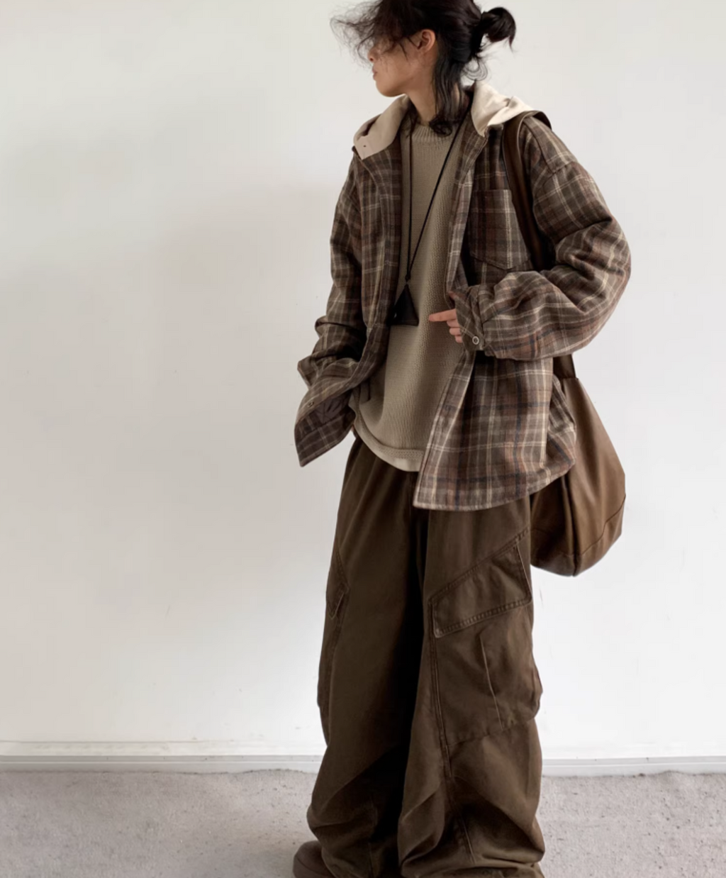 Riku Layered Plaid Hooded Jacket