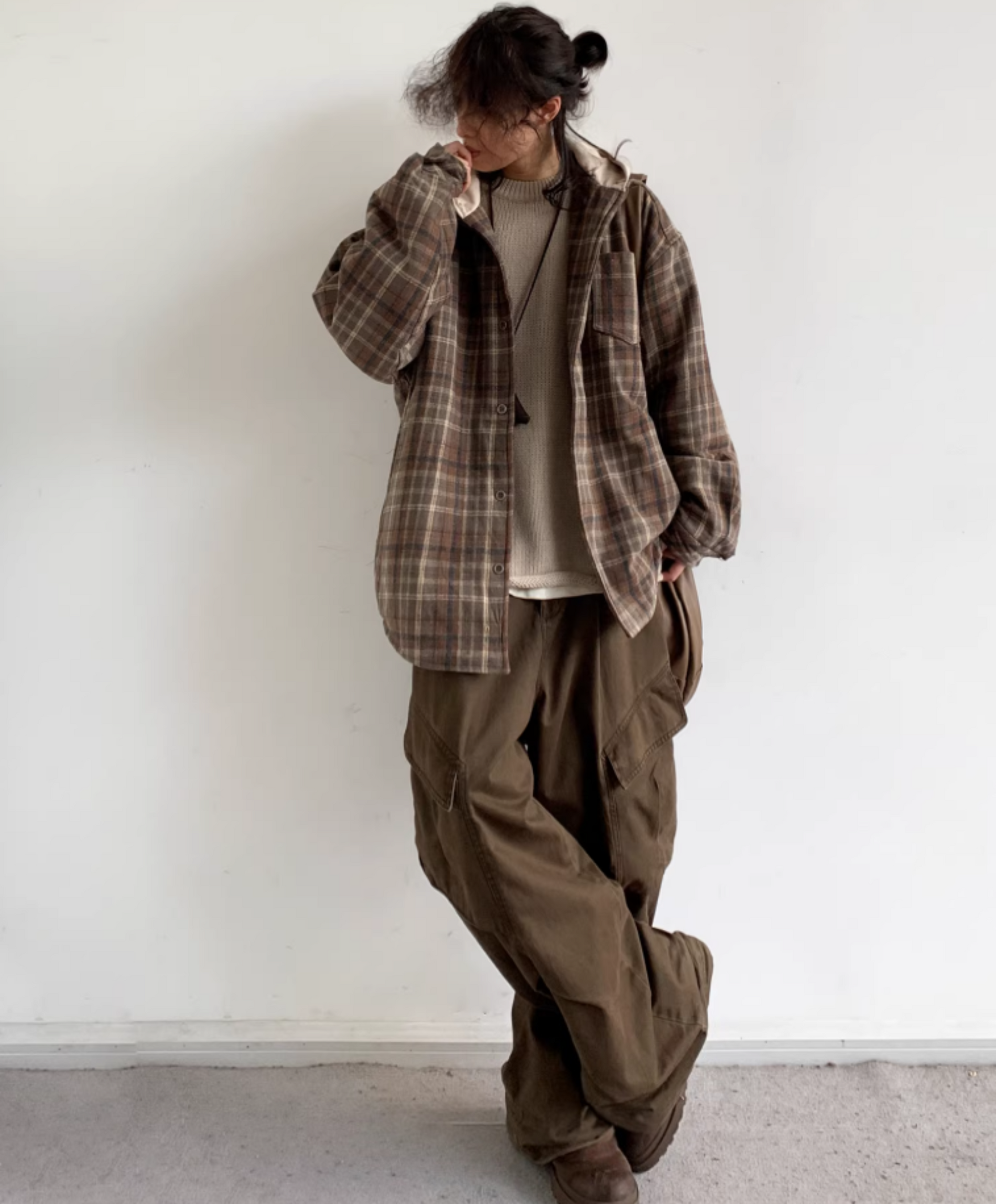 Riku Layered Plaid Hooded Jacket