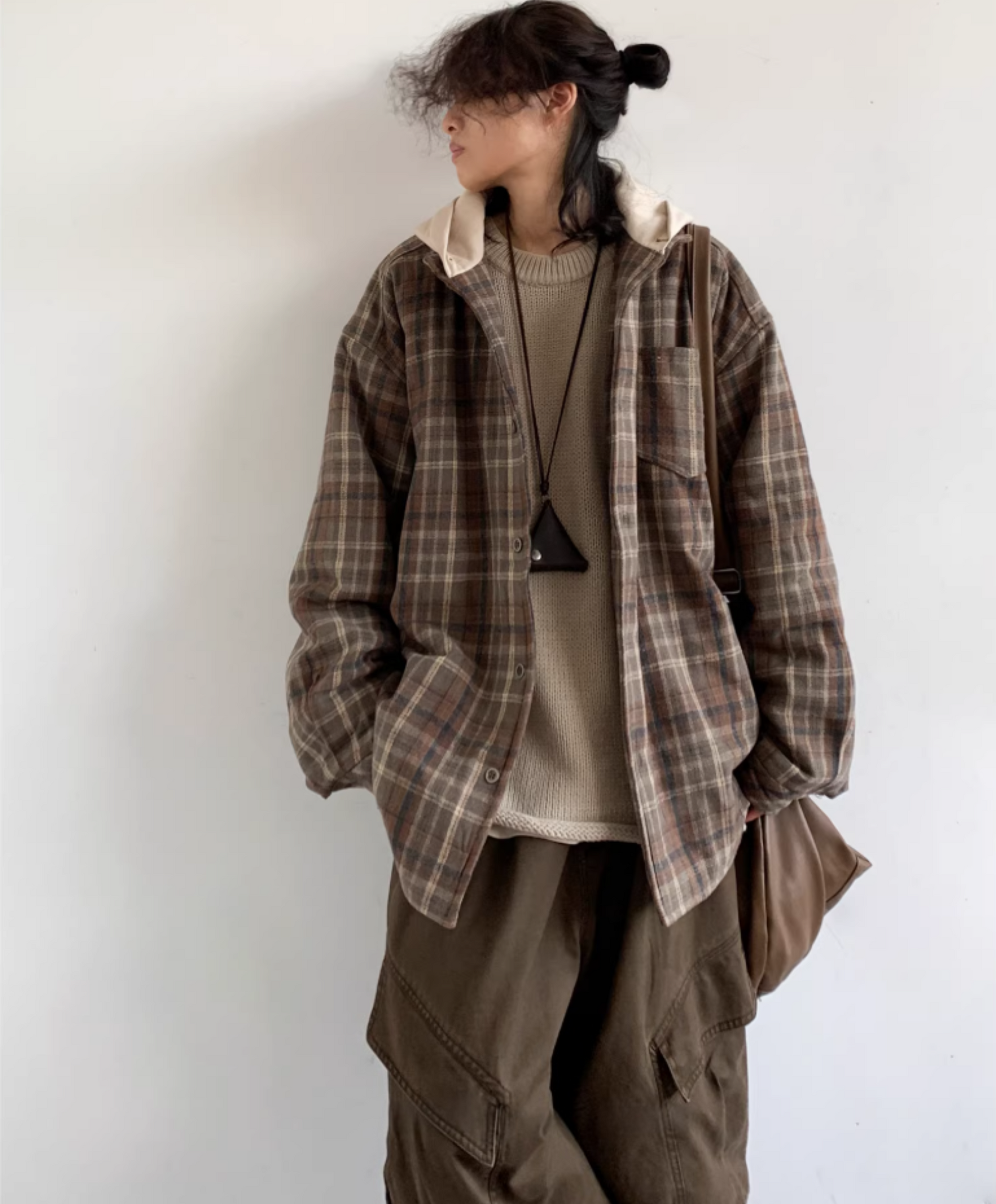 Riku Layered Plaid Hooded Jacket