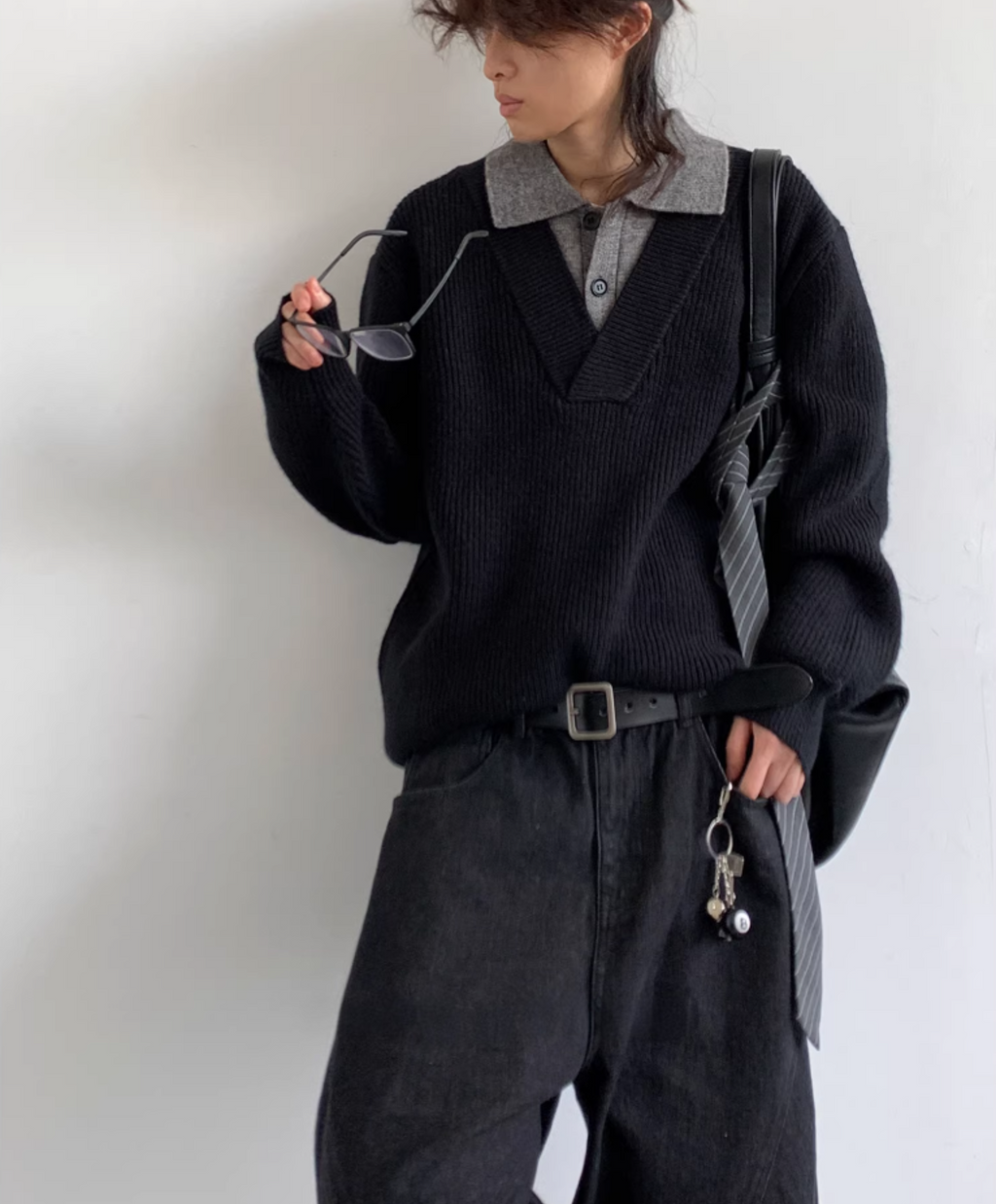 Kaito Layered Knit Polo Sweater