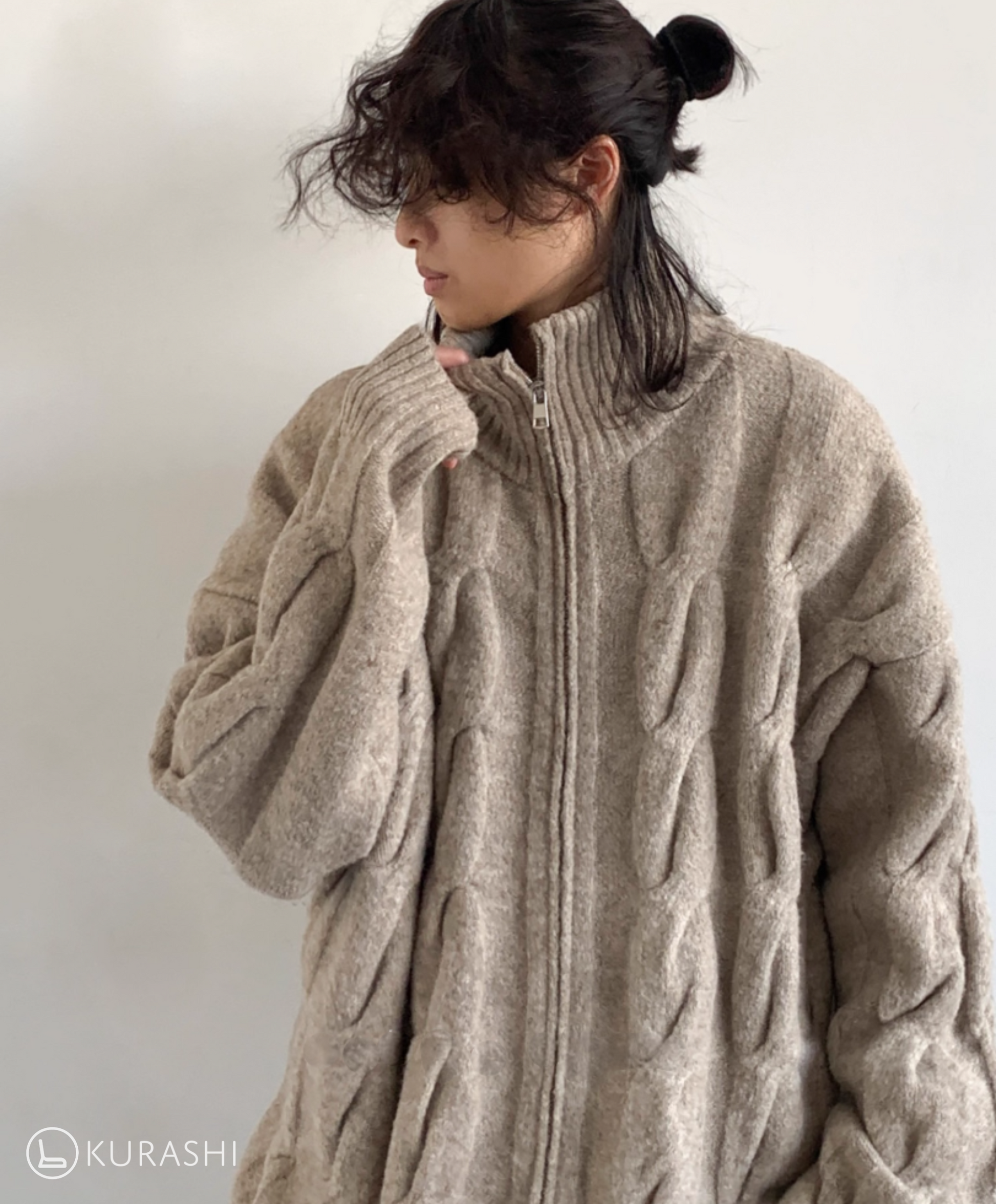 Hokuto Textured Knit Zip Cardigan