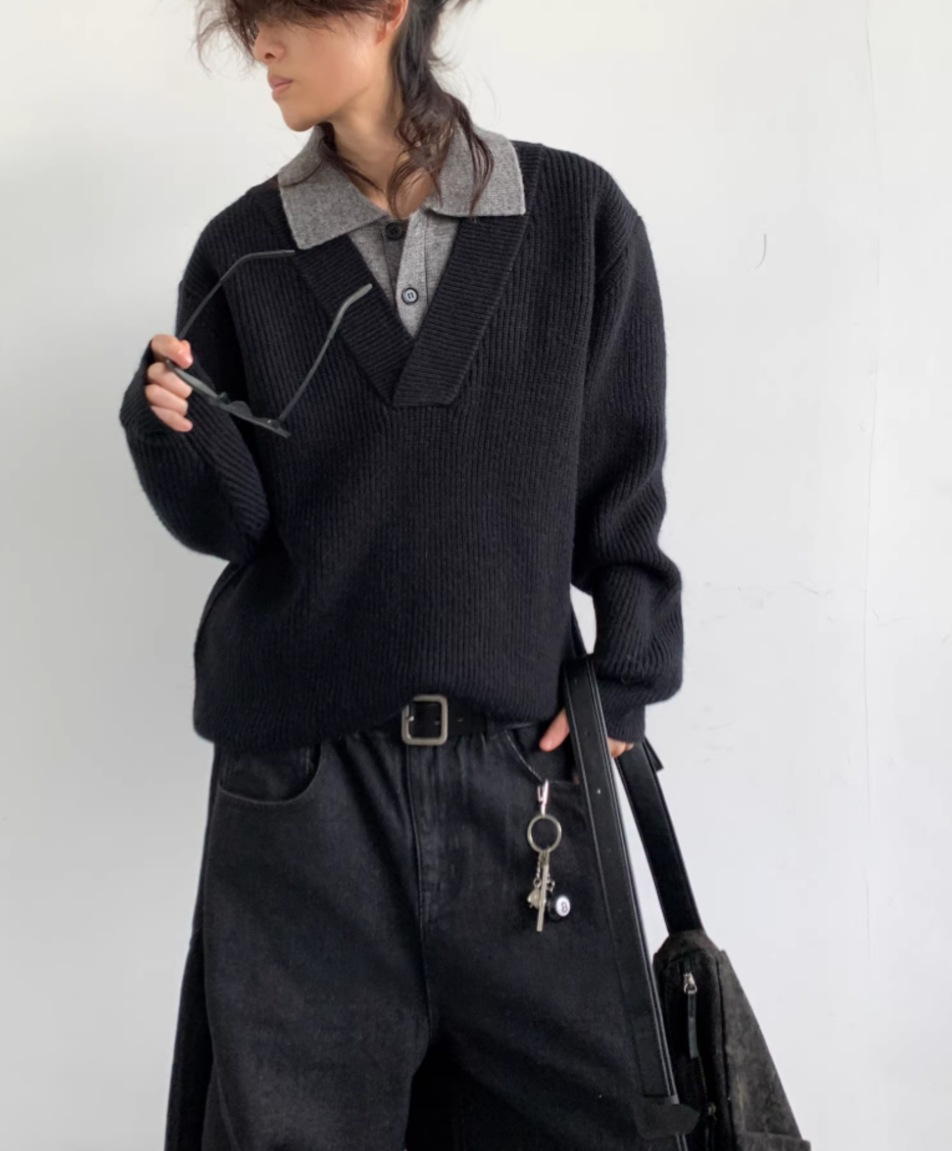 Kaito Layered Knit Polo Sweater