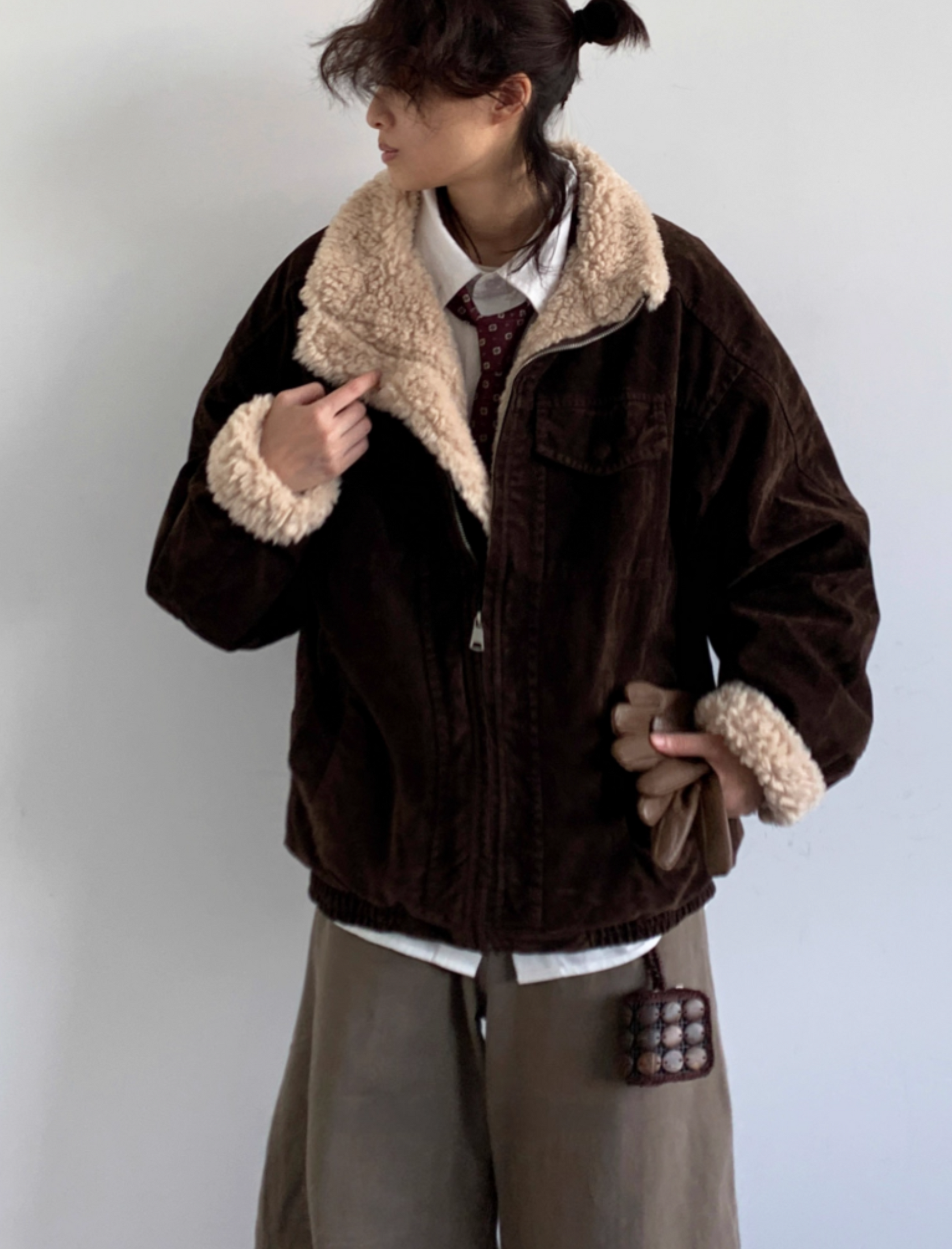 Arata Corduroy Fleece Collar Jacket