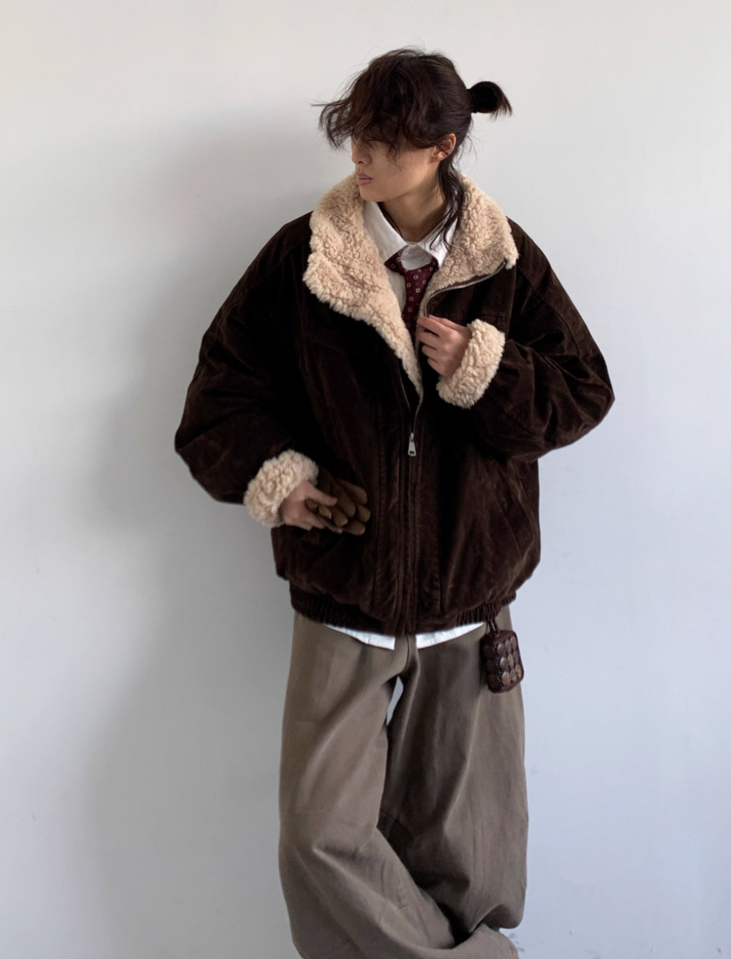 Arata Corduroy Fleece Collar Jacket