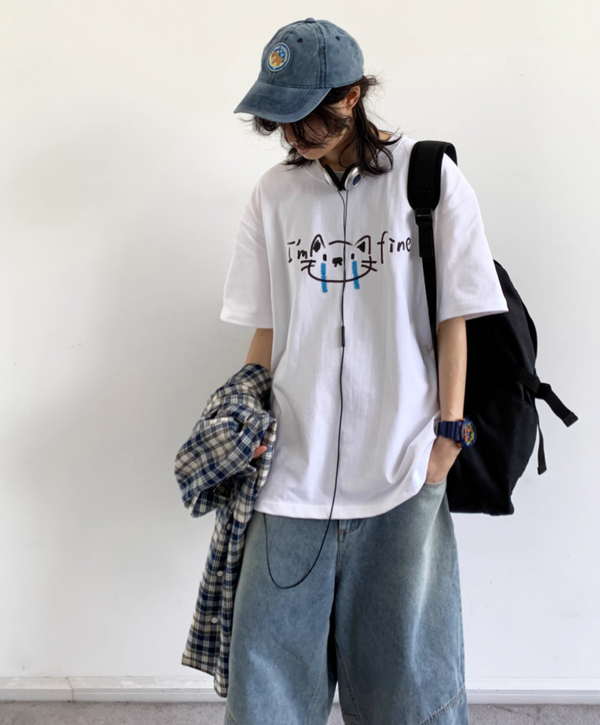 "Im Fine" Crying Cat Tee