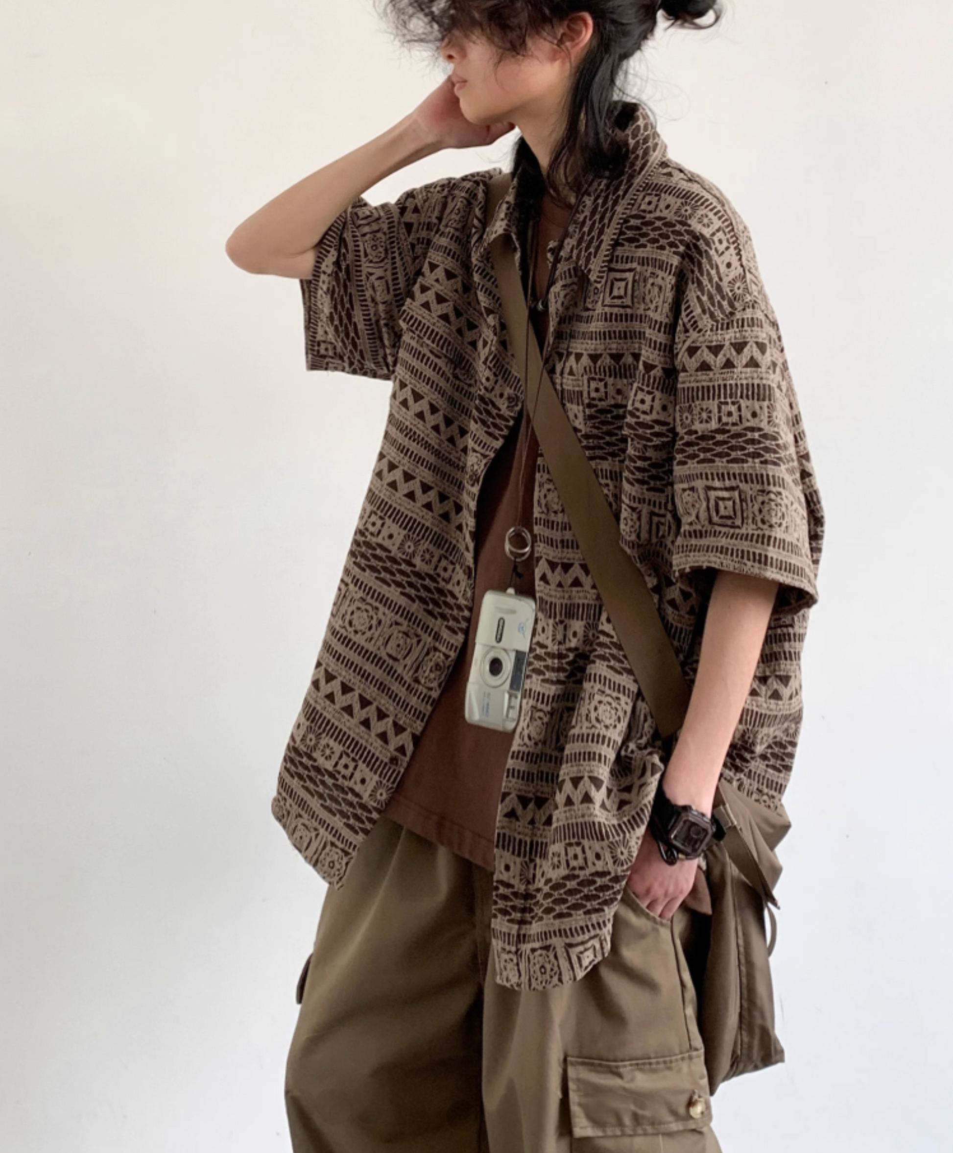 Takami Ethnic Pattern Short-Sleeve Shirt