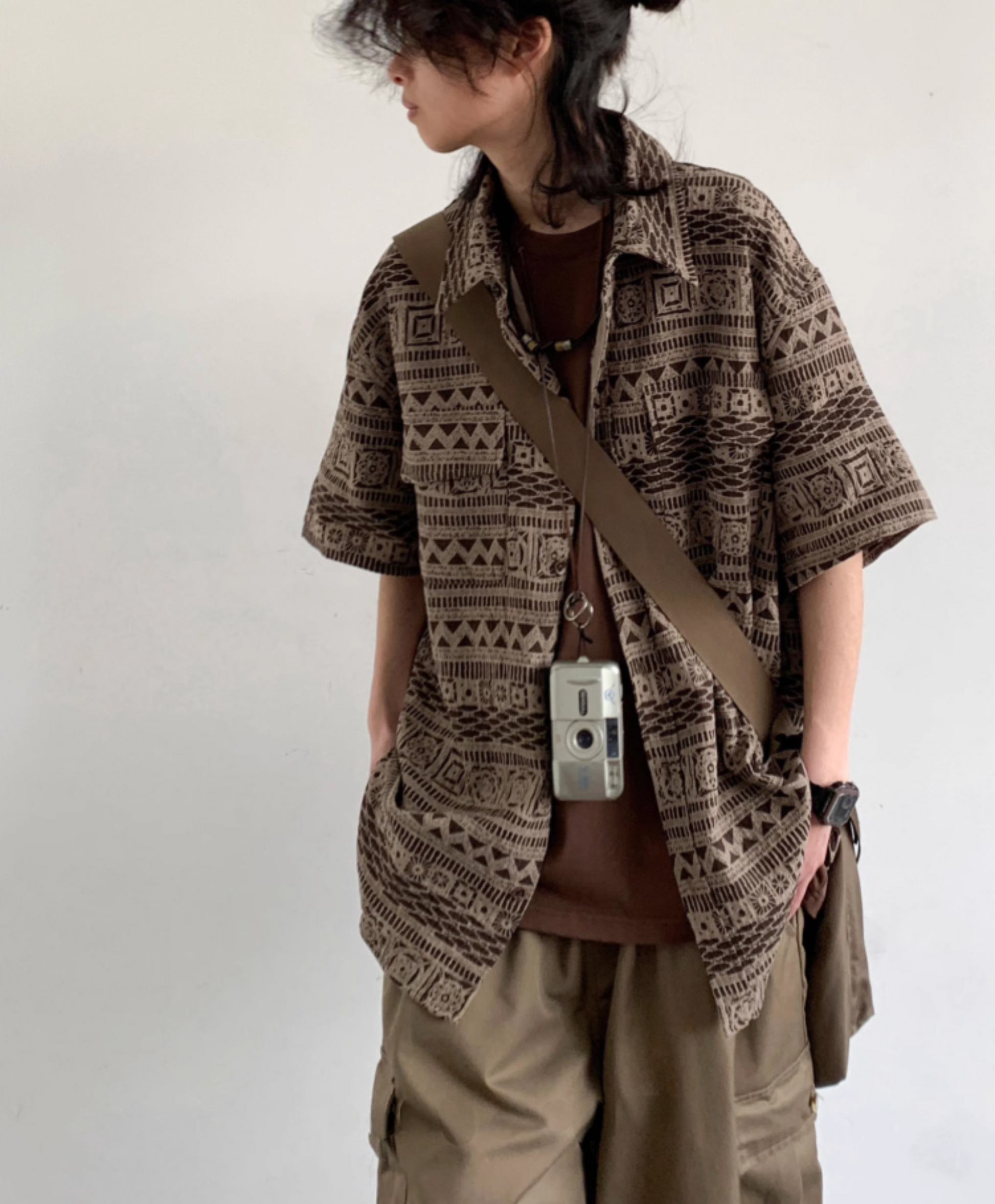 Takami Ethnic Pattern Short-Sleeve Shirt