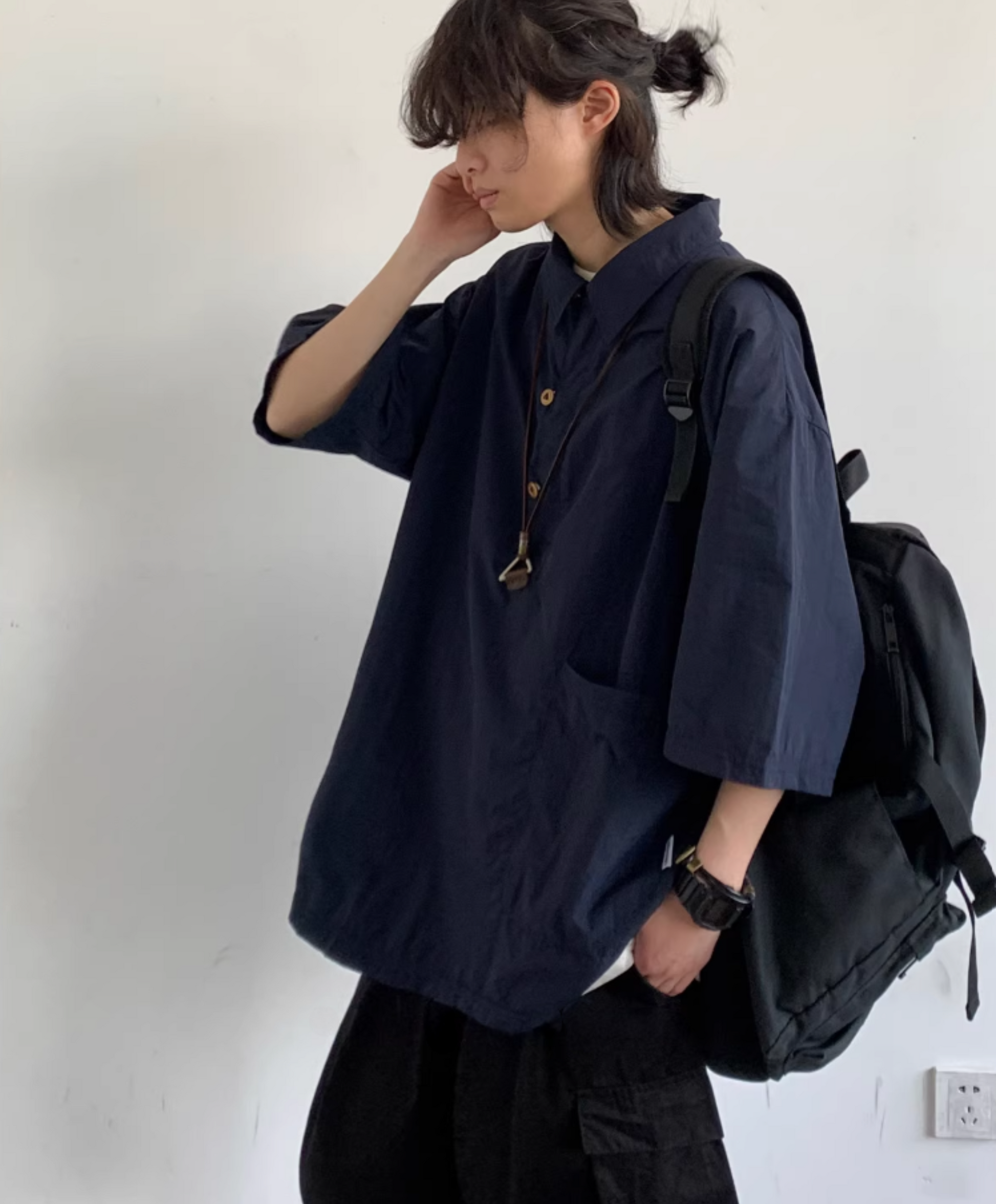 Shōen Fan-Placket Short Sleeve Shirt