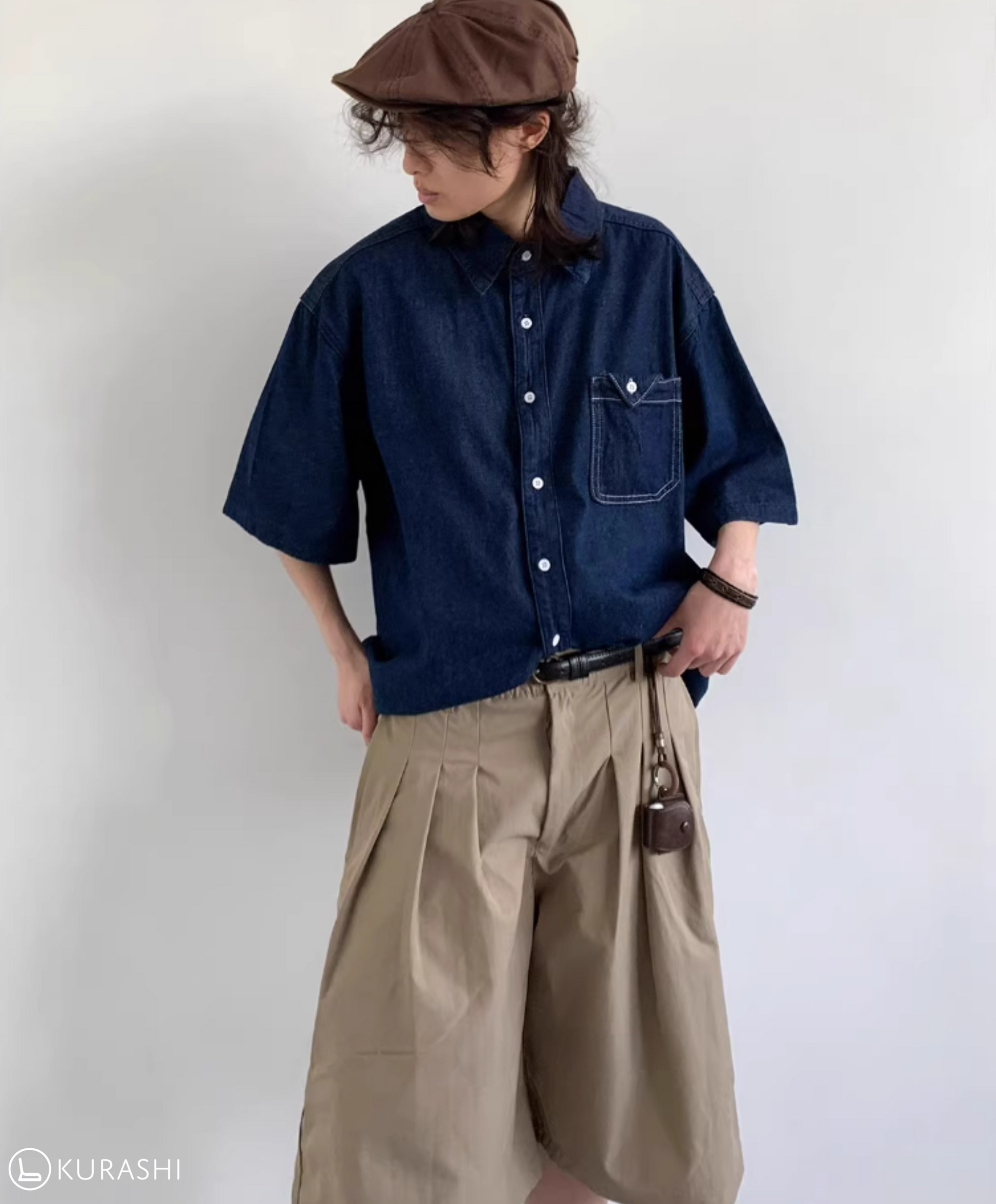 Washed Denim Boxy Short Sleeve Shirt
